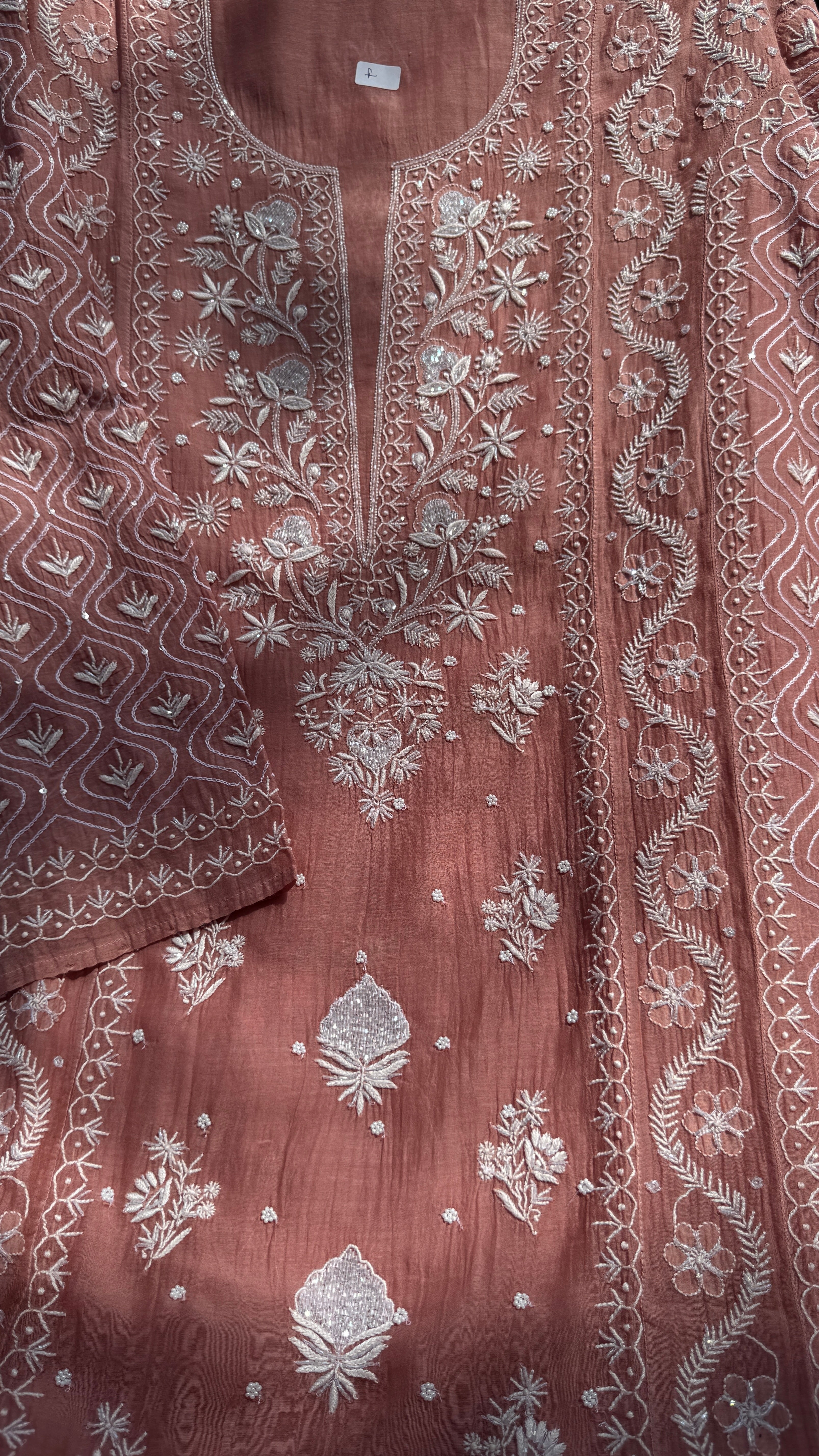 Mul Chanderi Chikankari - Unstitched Set - Deep Rosewood
