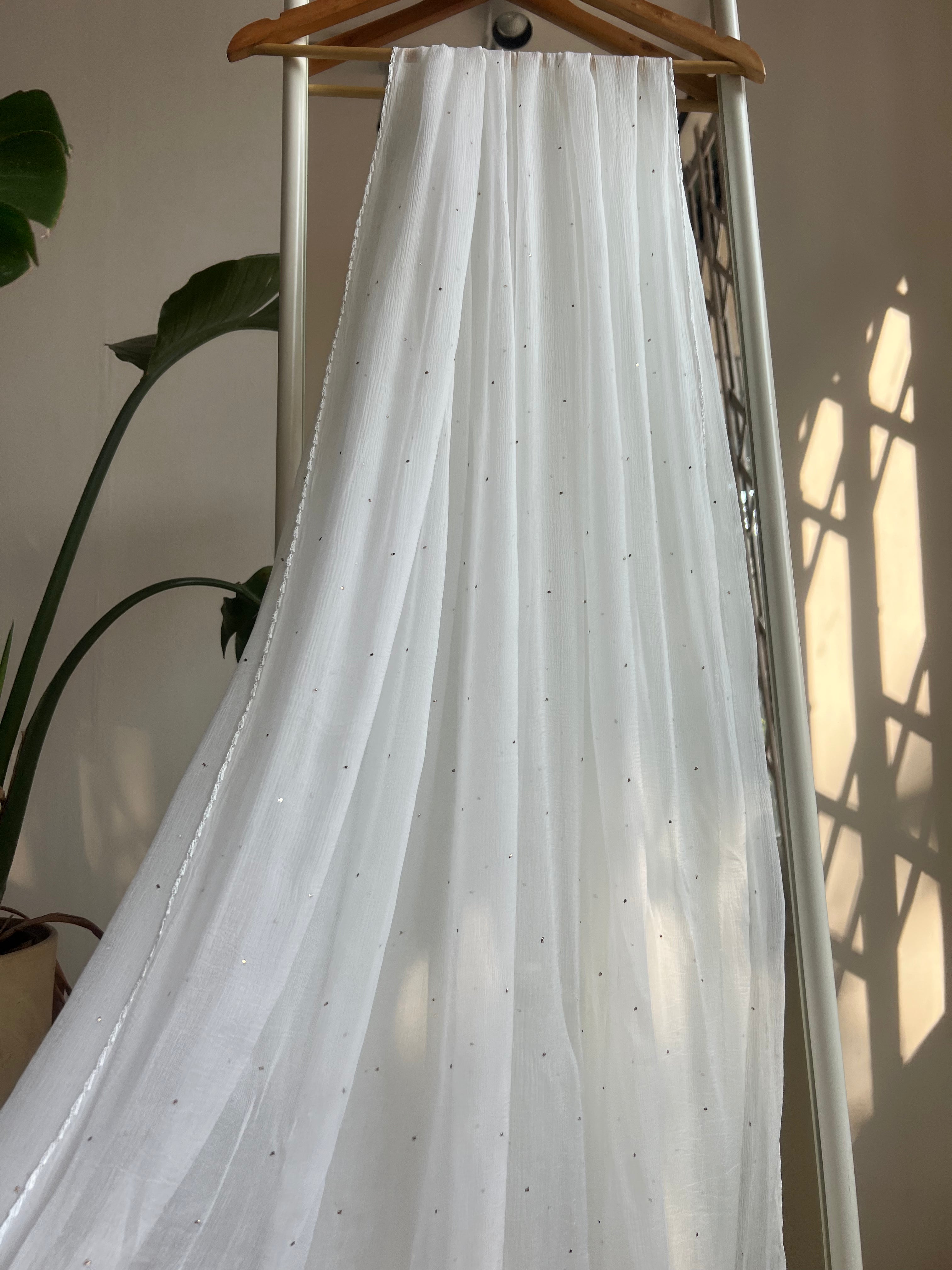 Chiffon Dupatta With Mukaish work - White ARIAA CHIKANKARI