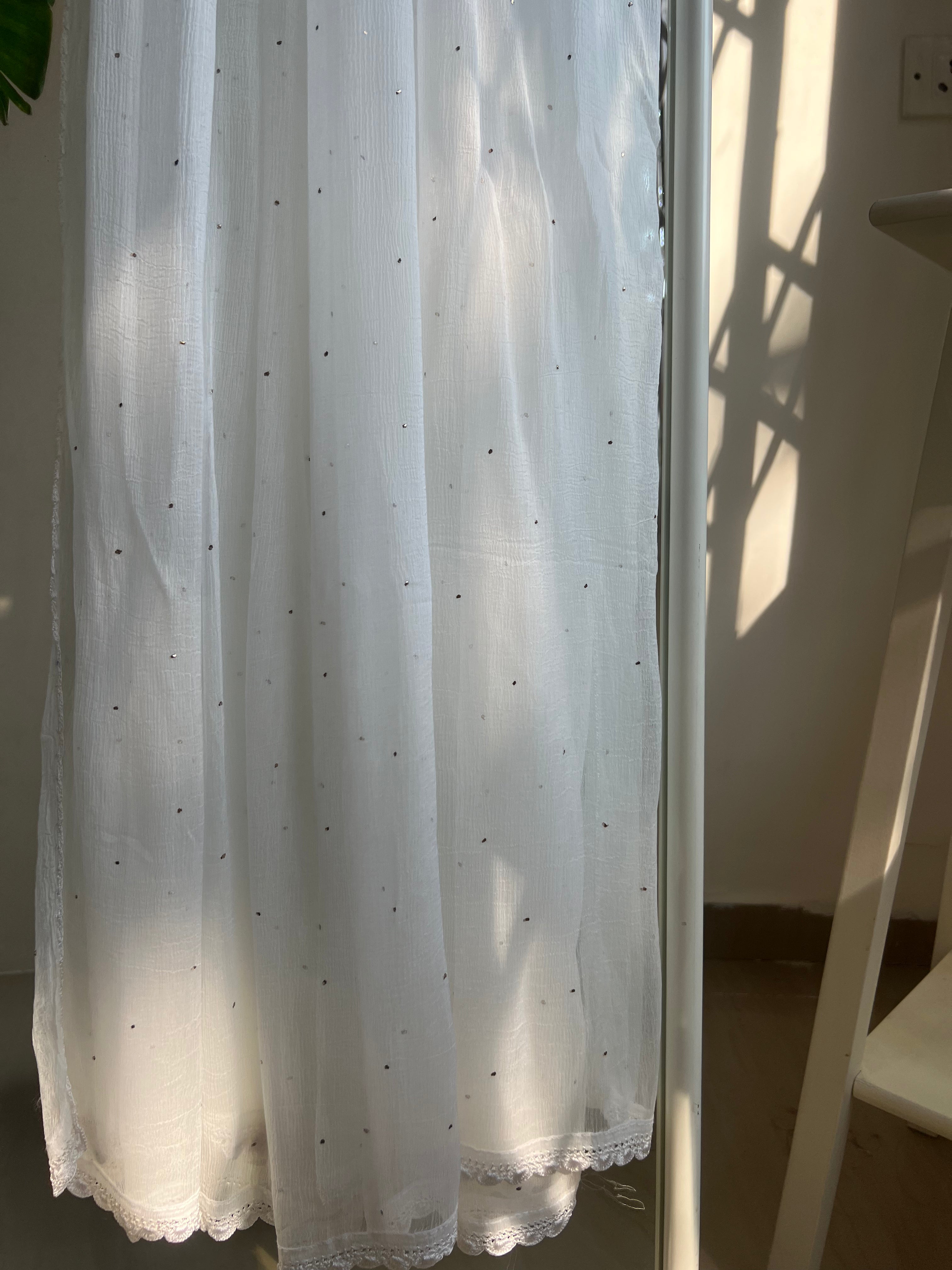 Chiffon Dupatta With Mukaish work - White ARIAA CHIKANKARI