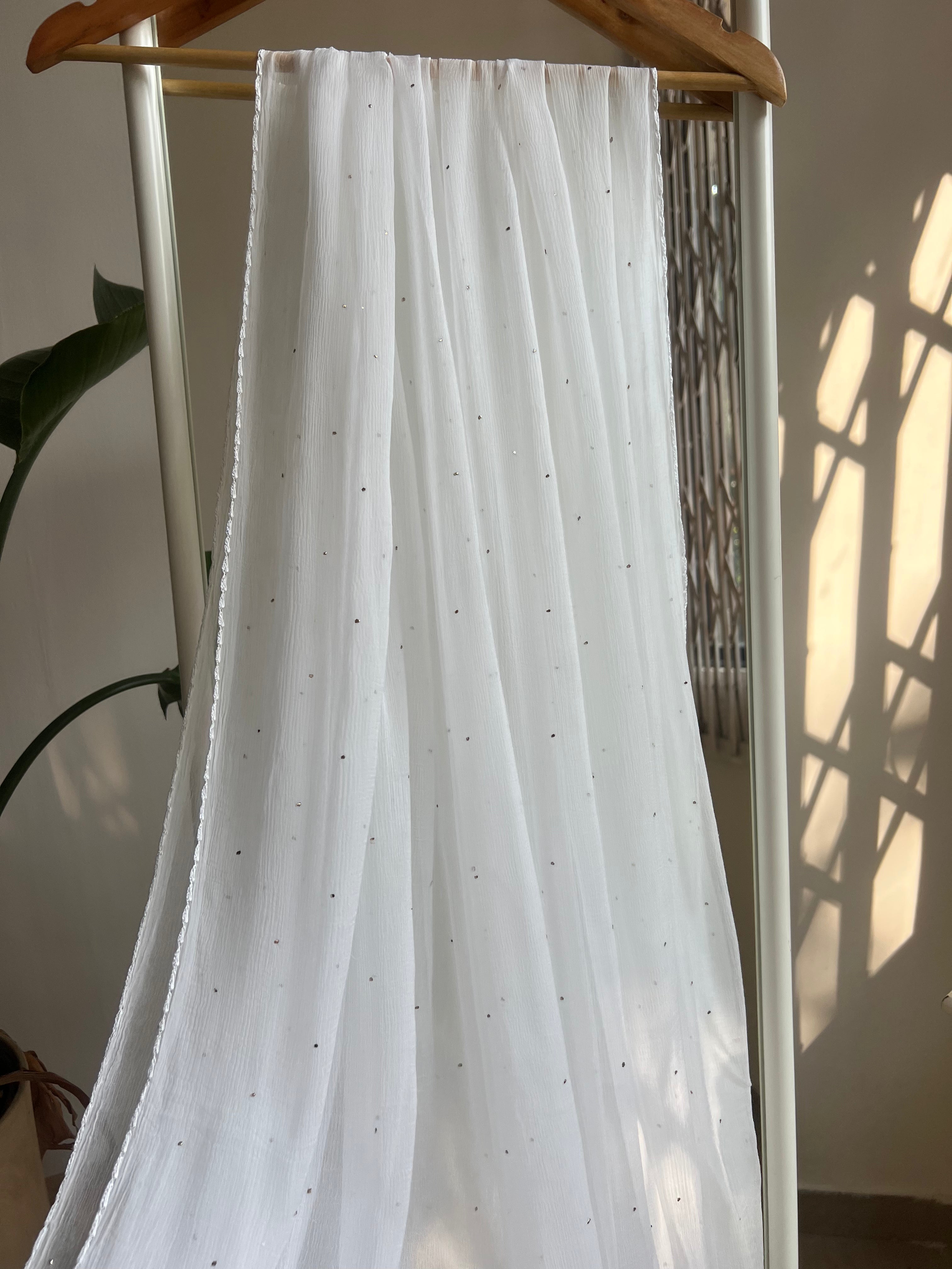 Chiffon Dupatta With Mukaish work - White ARIAA CHIKANKARI