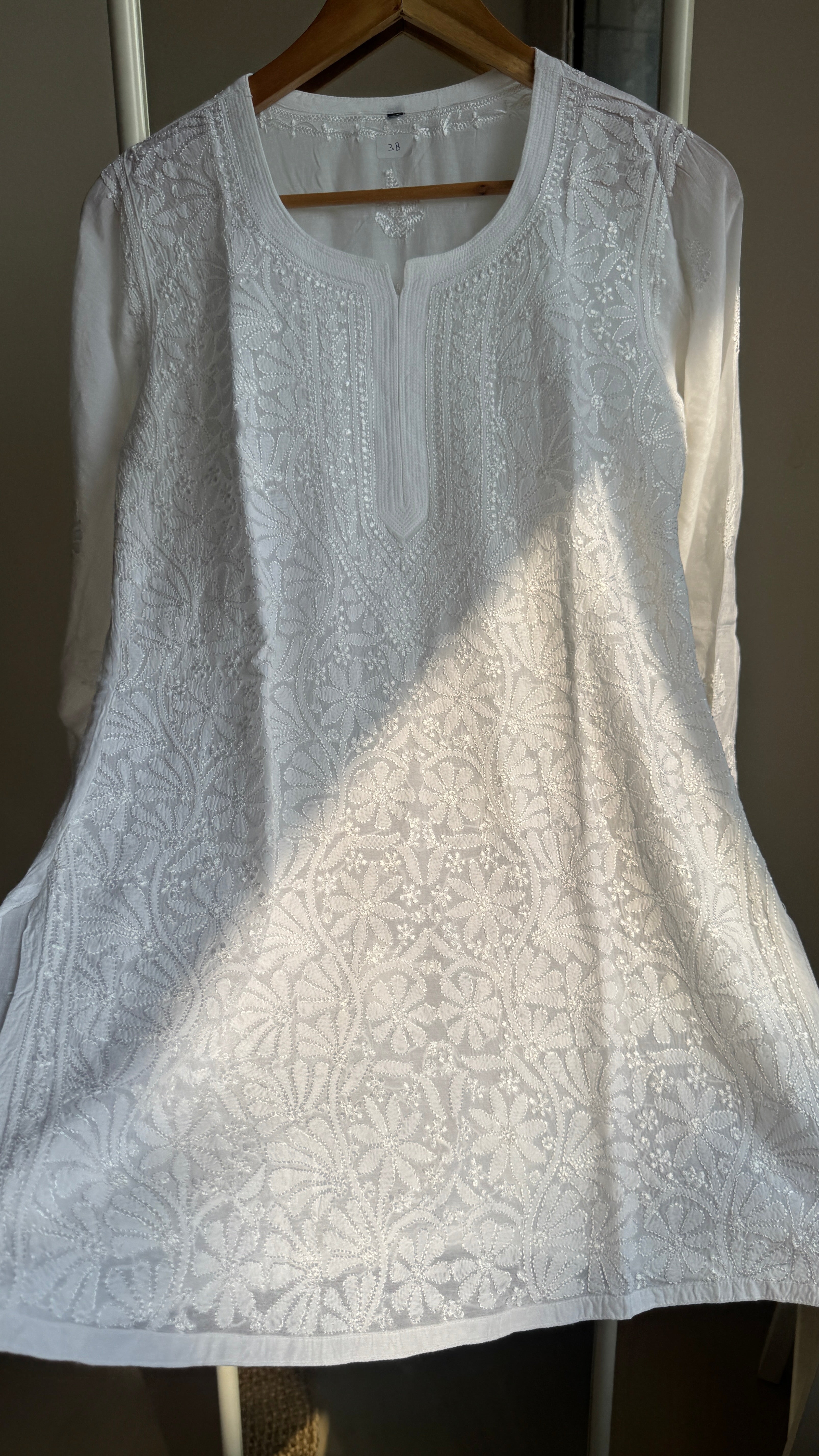 Chikankari Muslin short Top in White - HOOR Collection