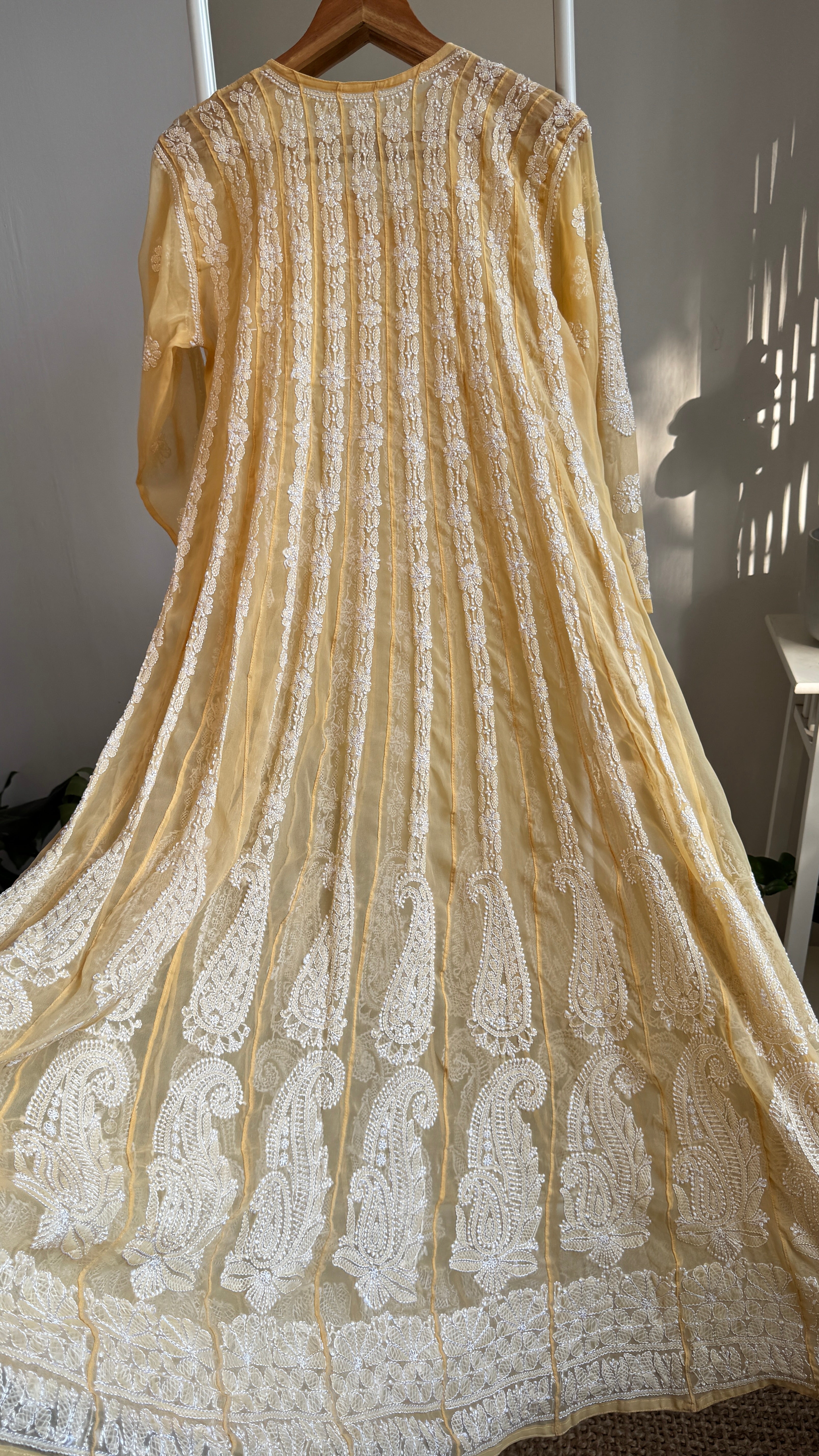 Georgette Chikankari Anarkali - Beige