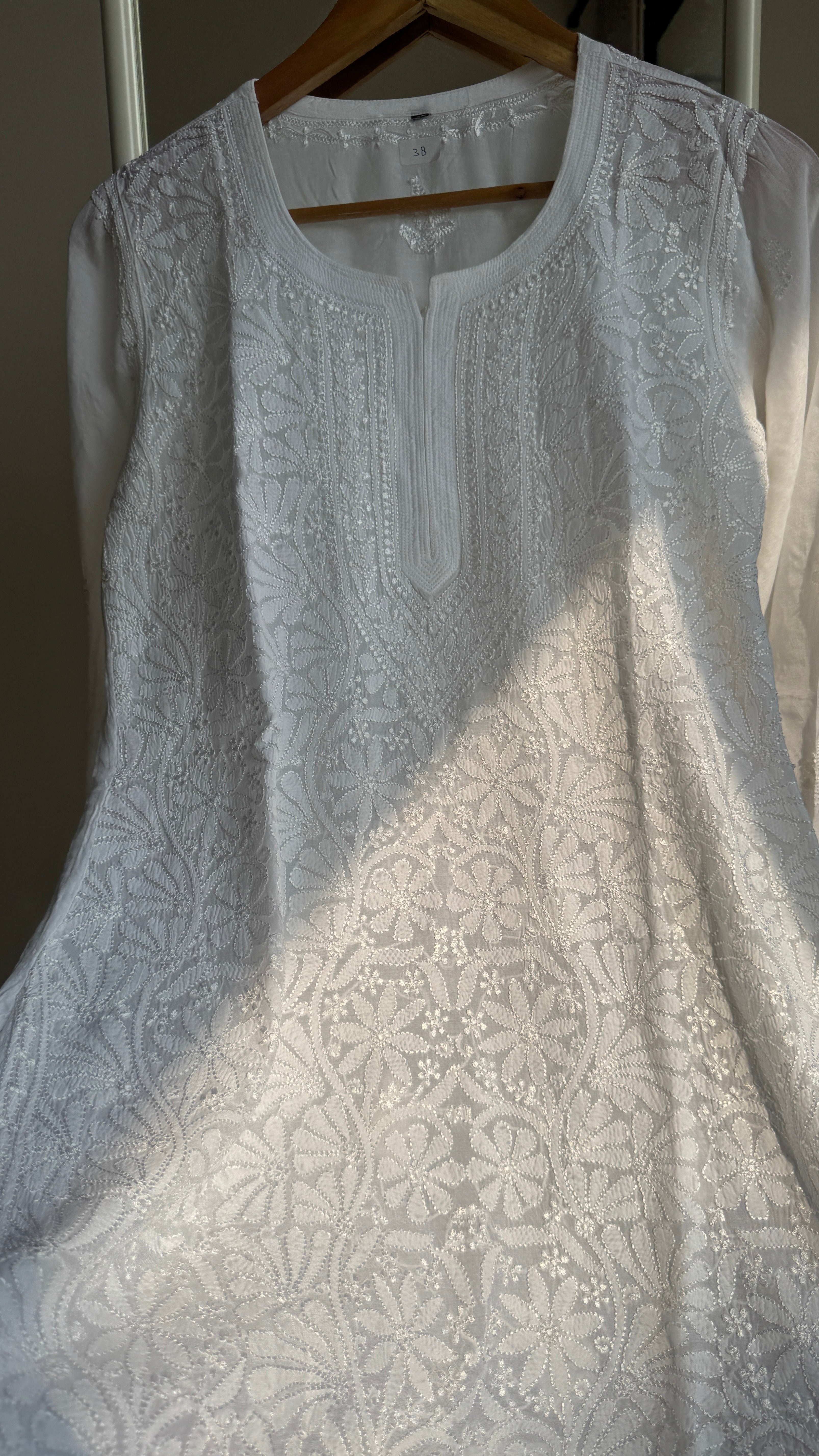 Chikankari Muslin short Top in White - HOOR Collection