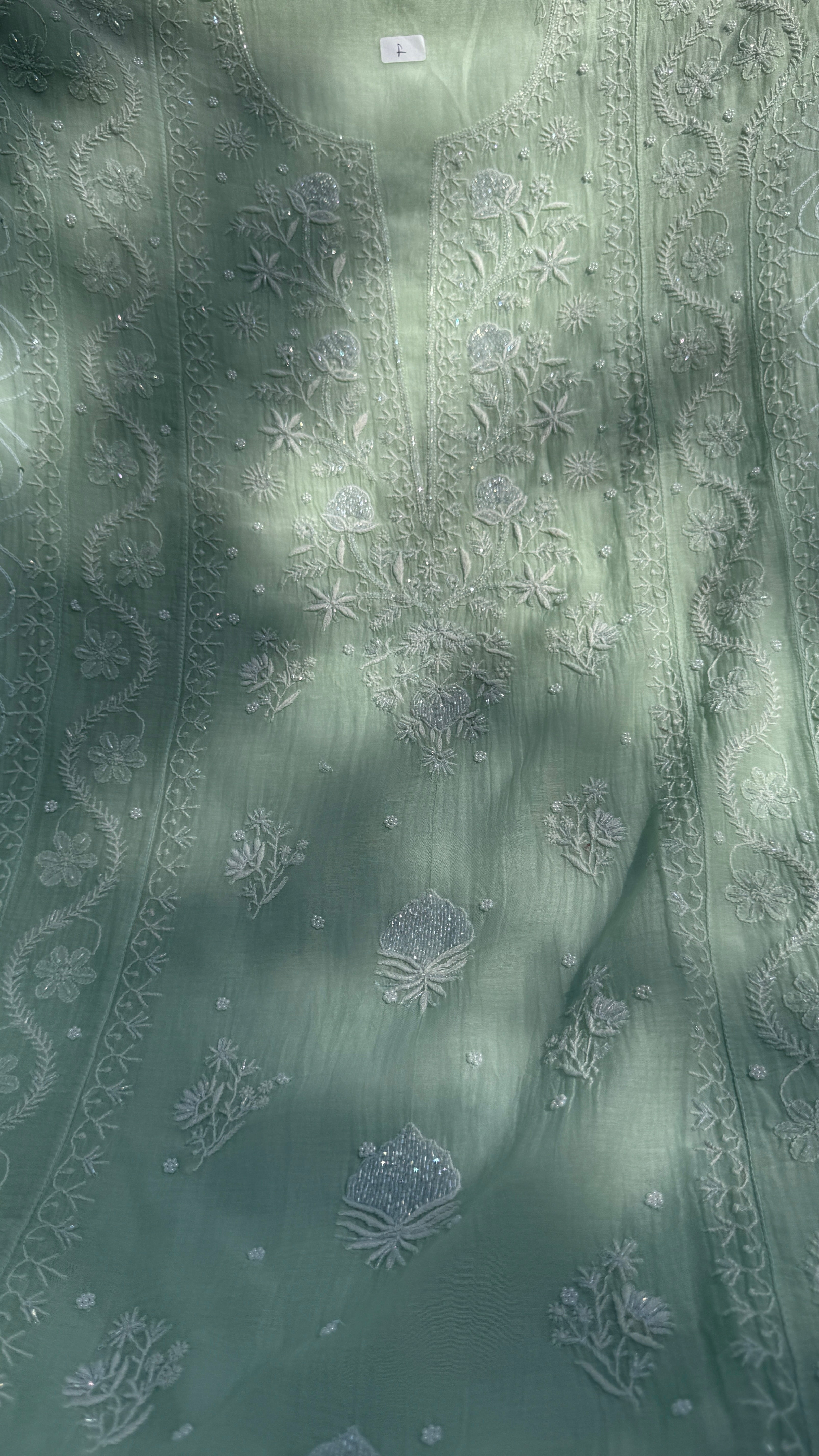 Mul Chanderi Chikankari - Unstitched Set - Green