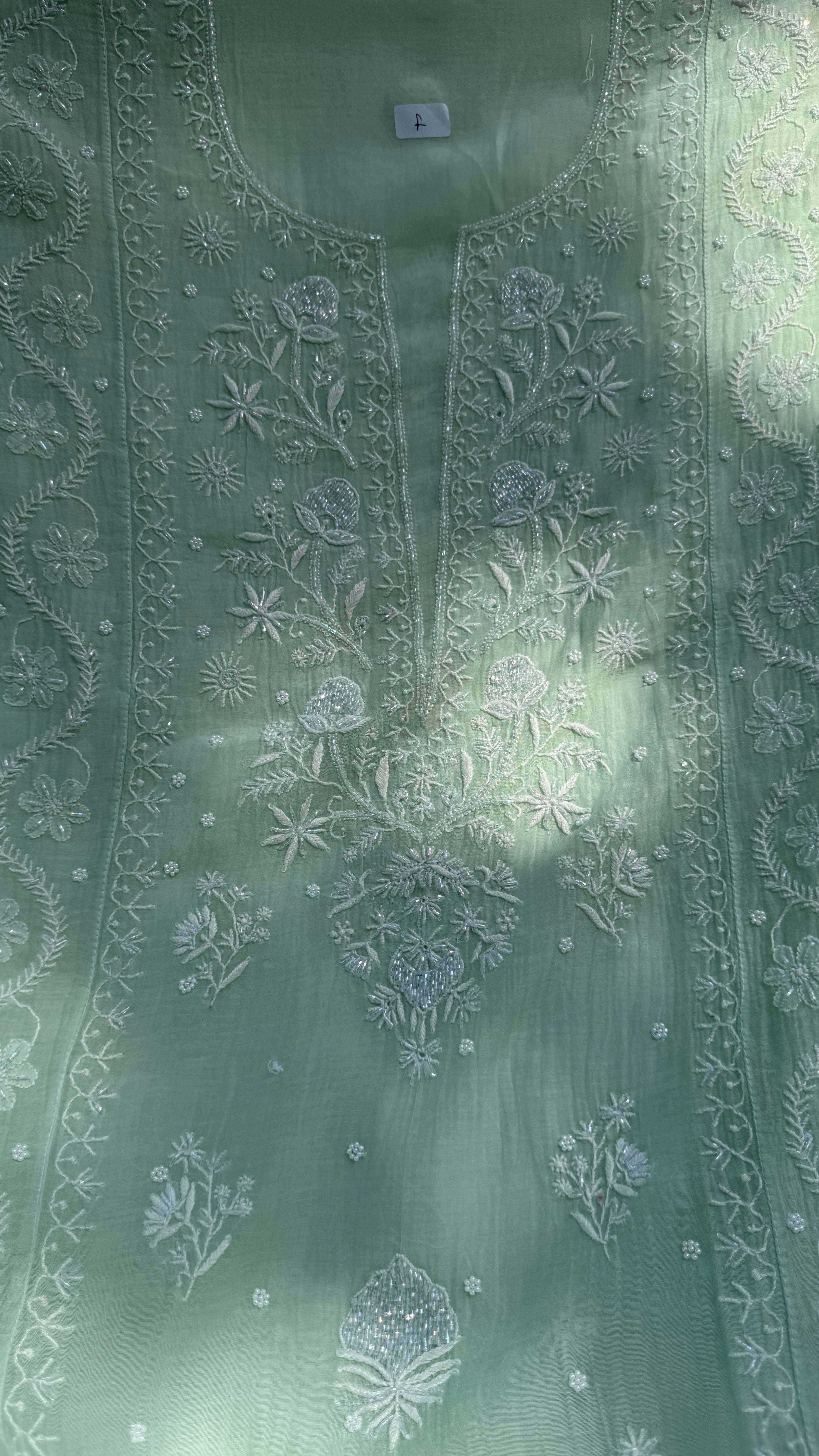 Mul Chanderi Chikankari - Unstitched Set - Green