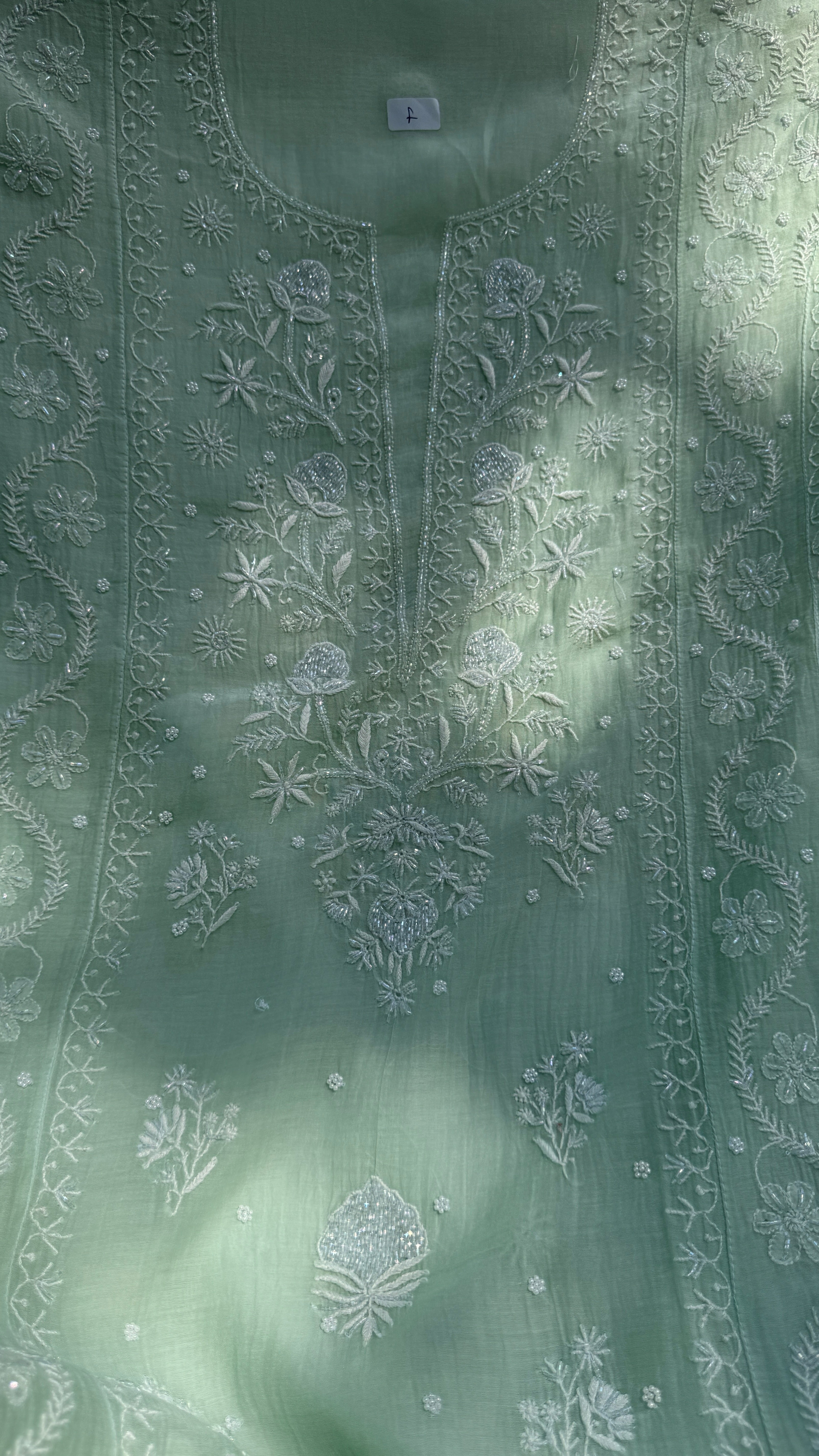 Mul Chanderi Chikankari - Unstitched Set - Green
