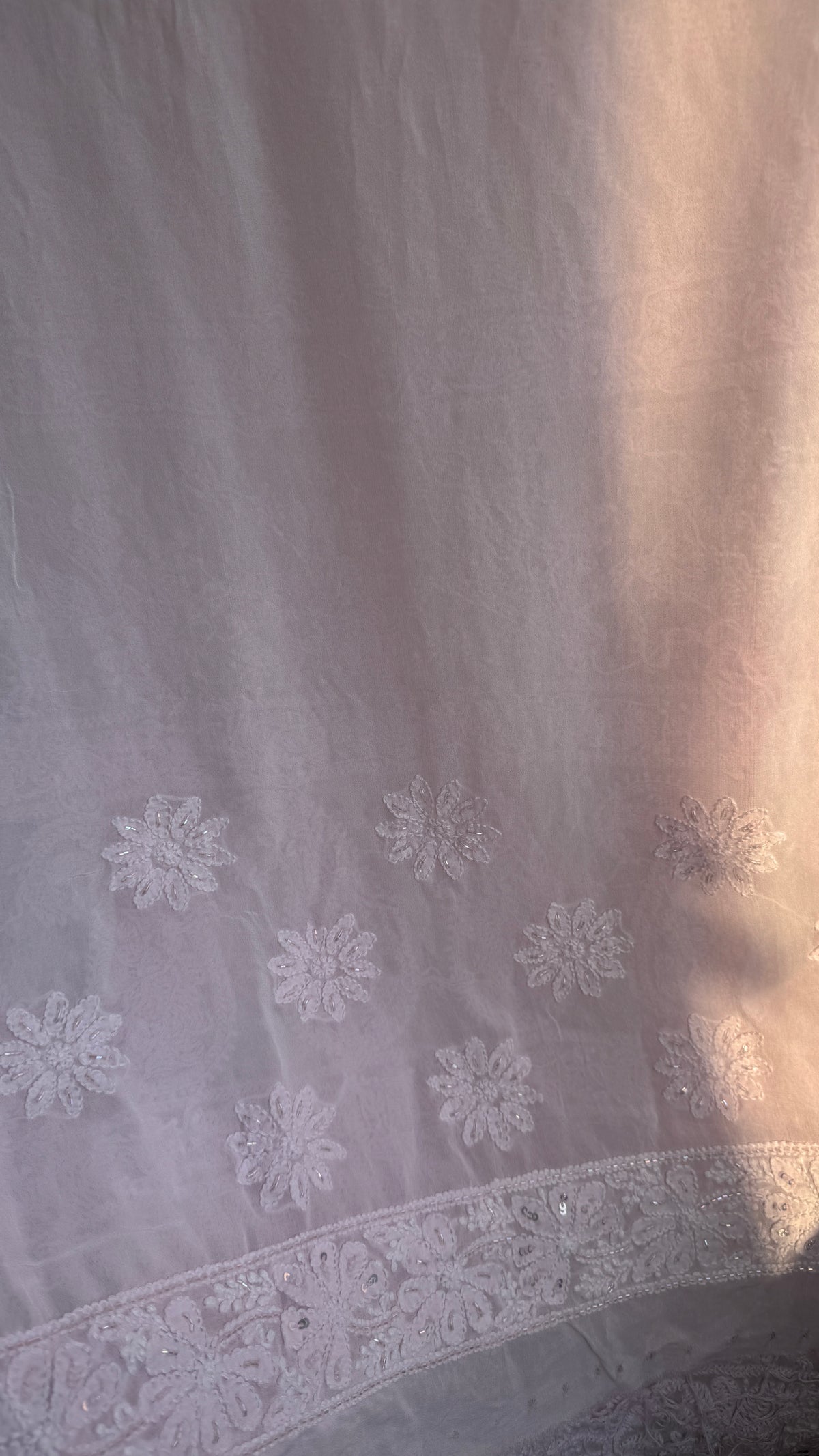 Viscose Chikankari saree with Pearl embellishments - Pink
