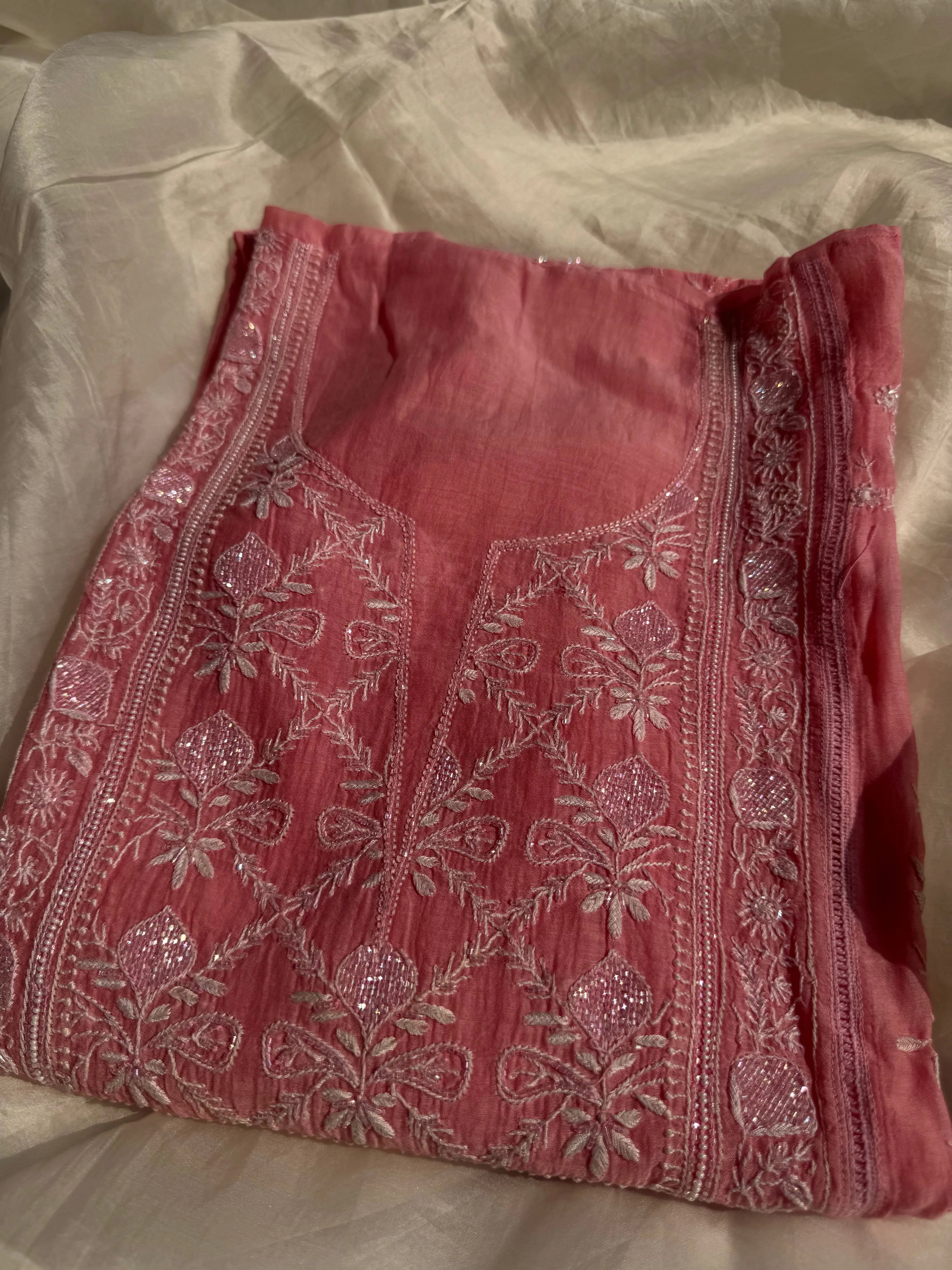 Mul Chanderi Chikankari Anarkali - Beige Ombre (Copy) ARIAA CHIKANKARI