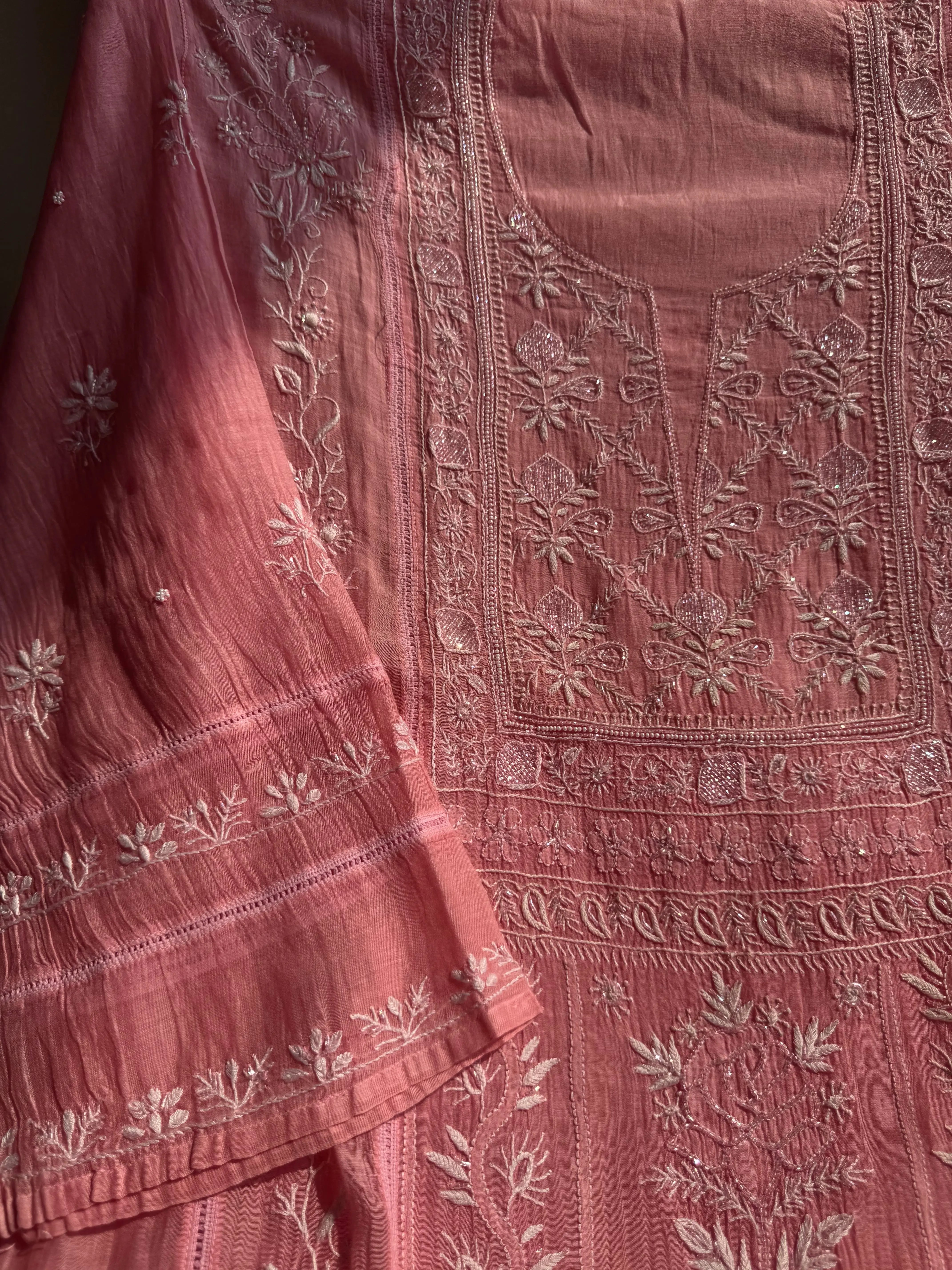 Mul Chanderi Chikankari Anarkali - Beige Ombre (Copy) ARIAA CHIKANKARI