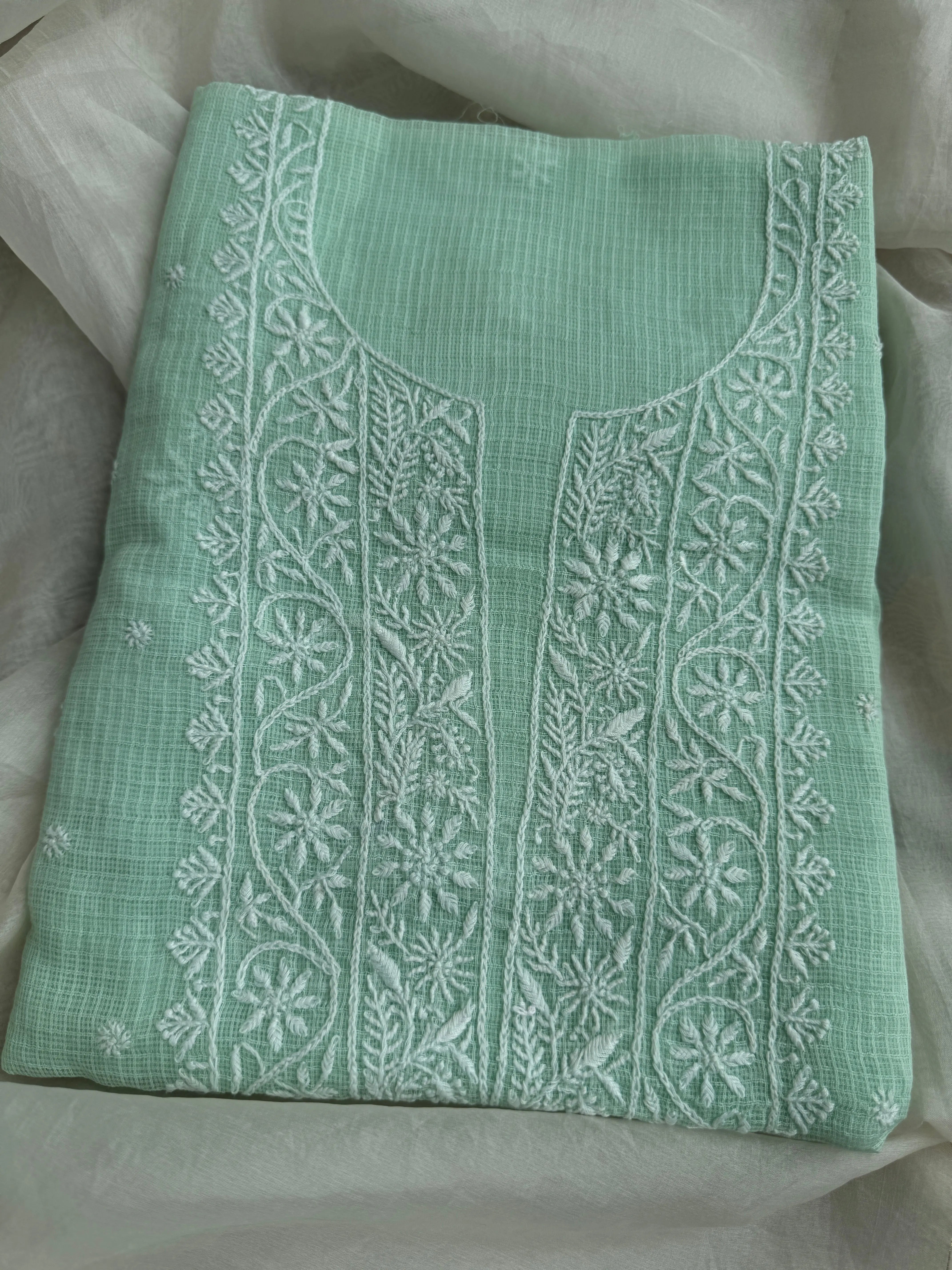 Kota Chikankari Length with Dupatta - Green ARIAA CHIKANKARI