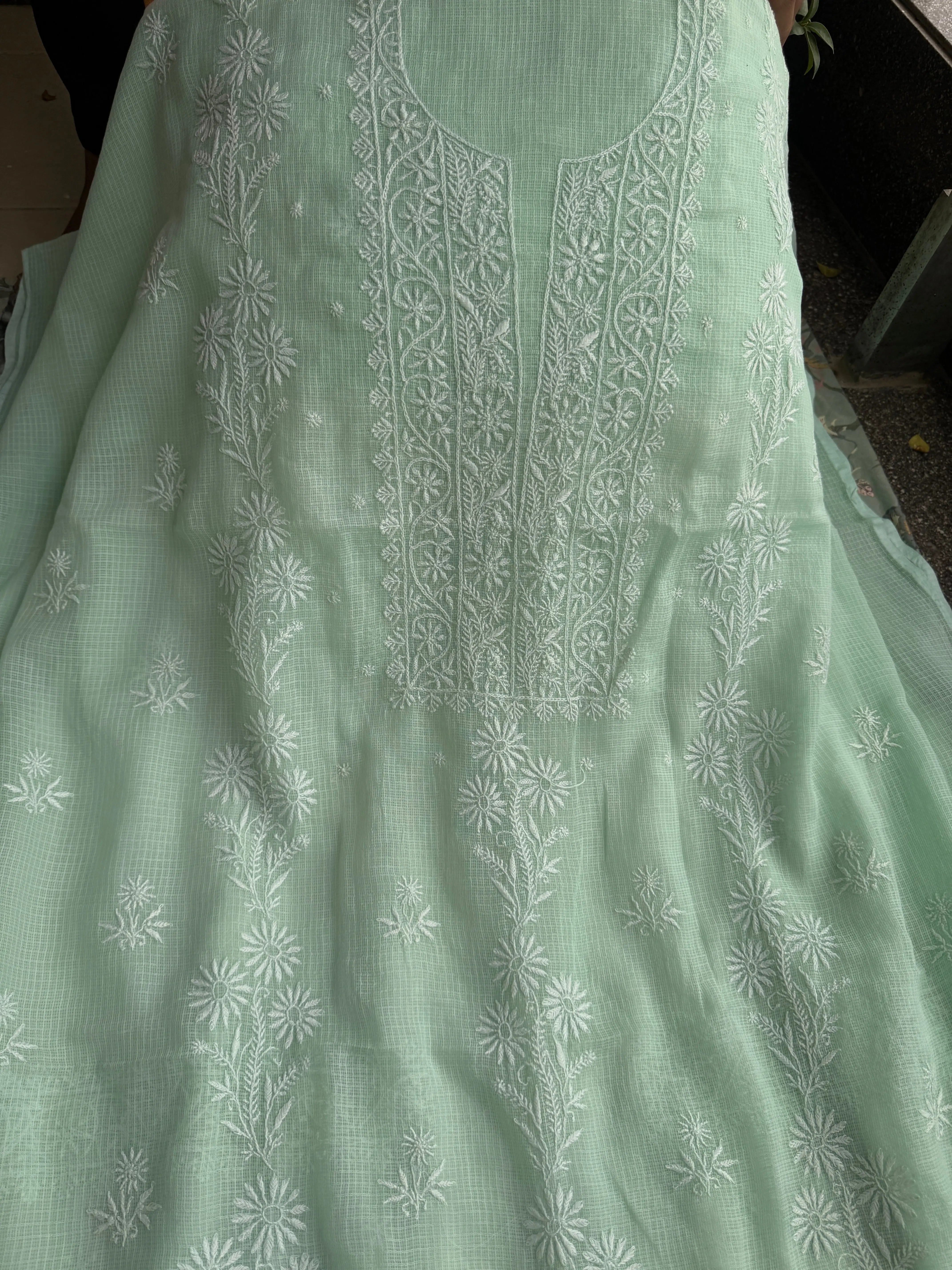 Kota Chikankari Length with Dupatta - Green ARIAA CHIKANKARI