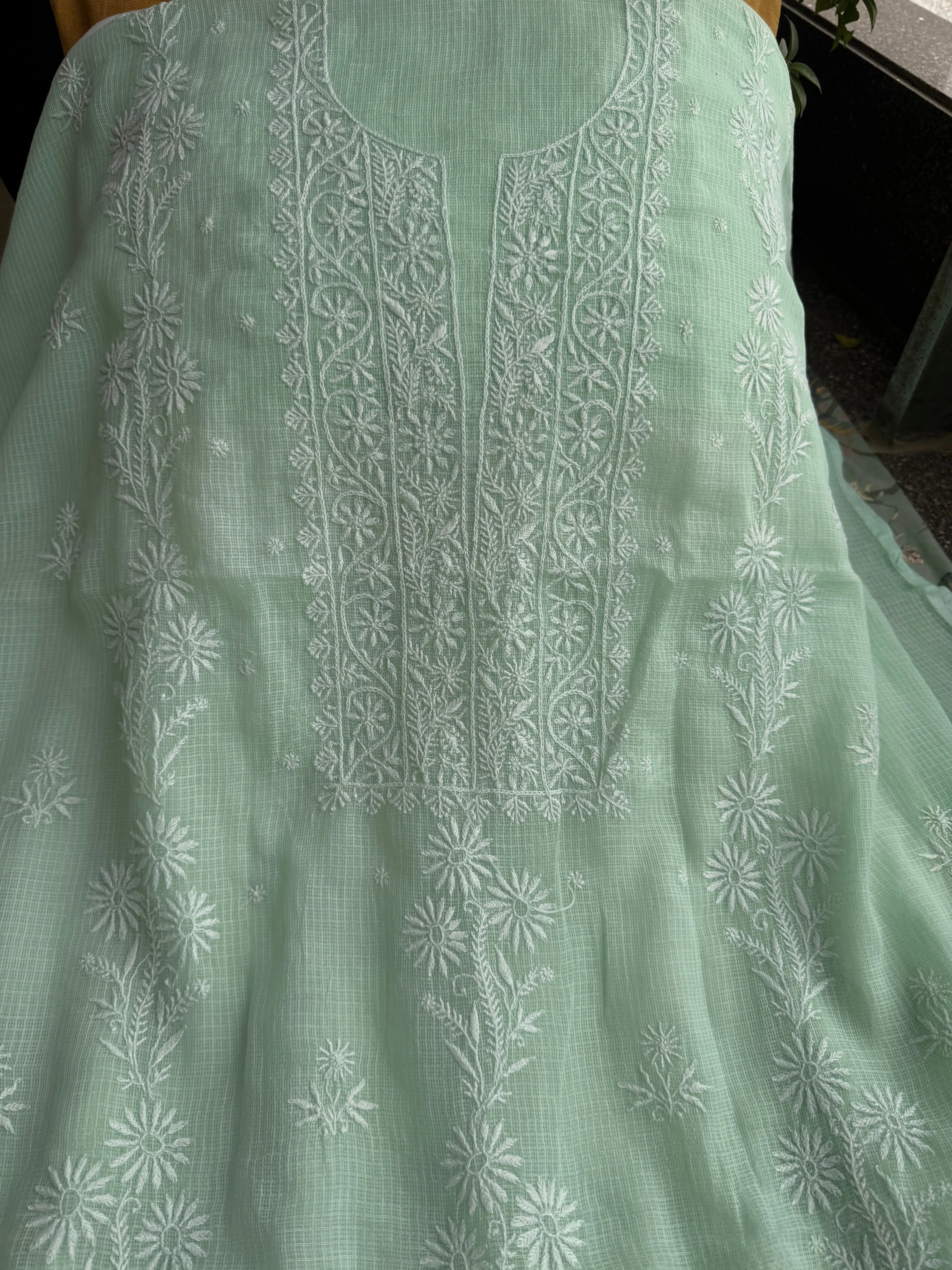 Kota Chikankari Length with Dupatta - Green ARIAA CHIKANKARI