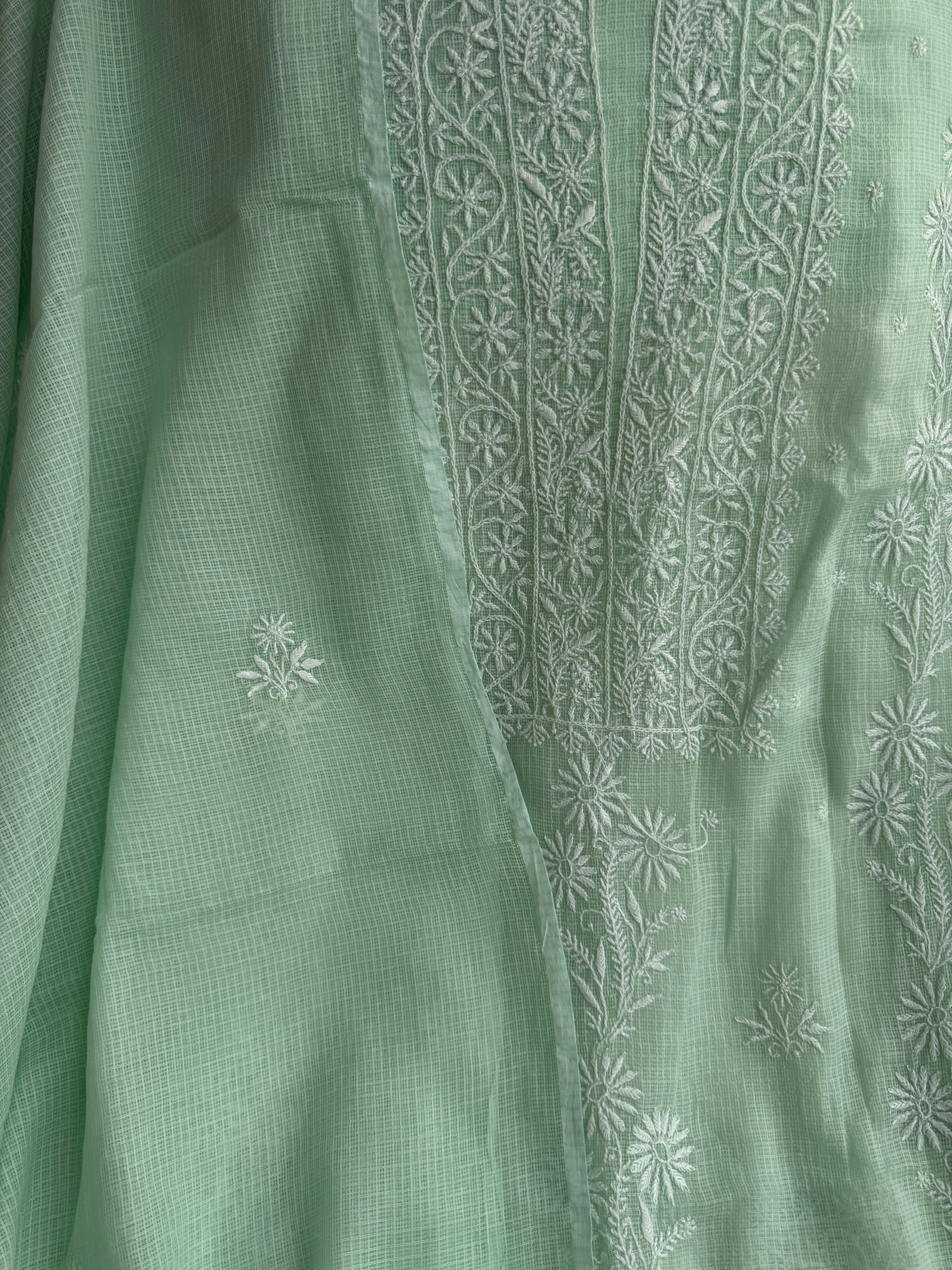 Kota Chikankari Length with Dupatta - Green ARIAA CHIKANKARI