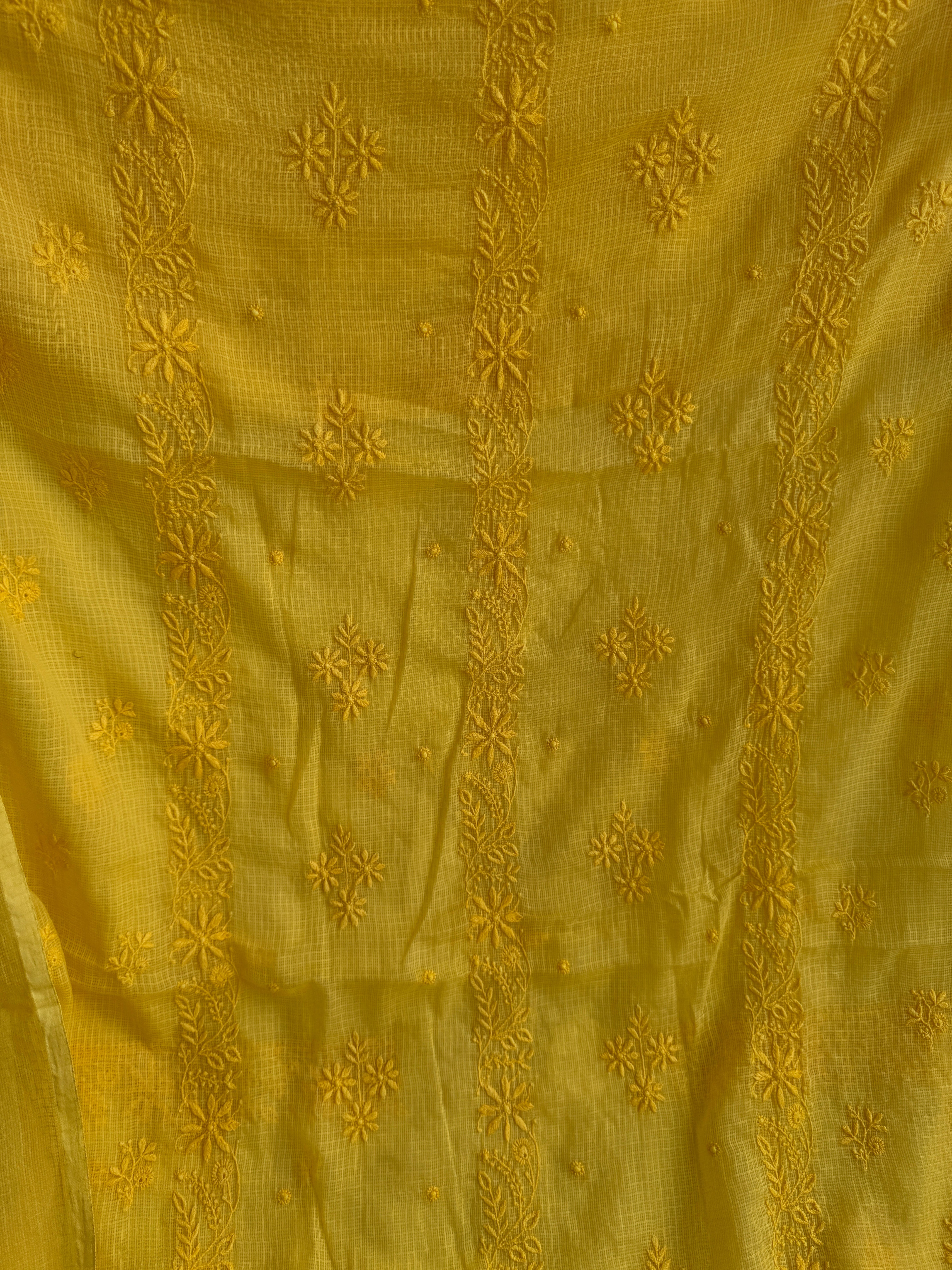 Kota Length with Dupatta - Yellow ARIAA CHIKANKARI