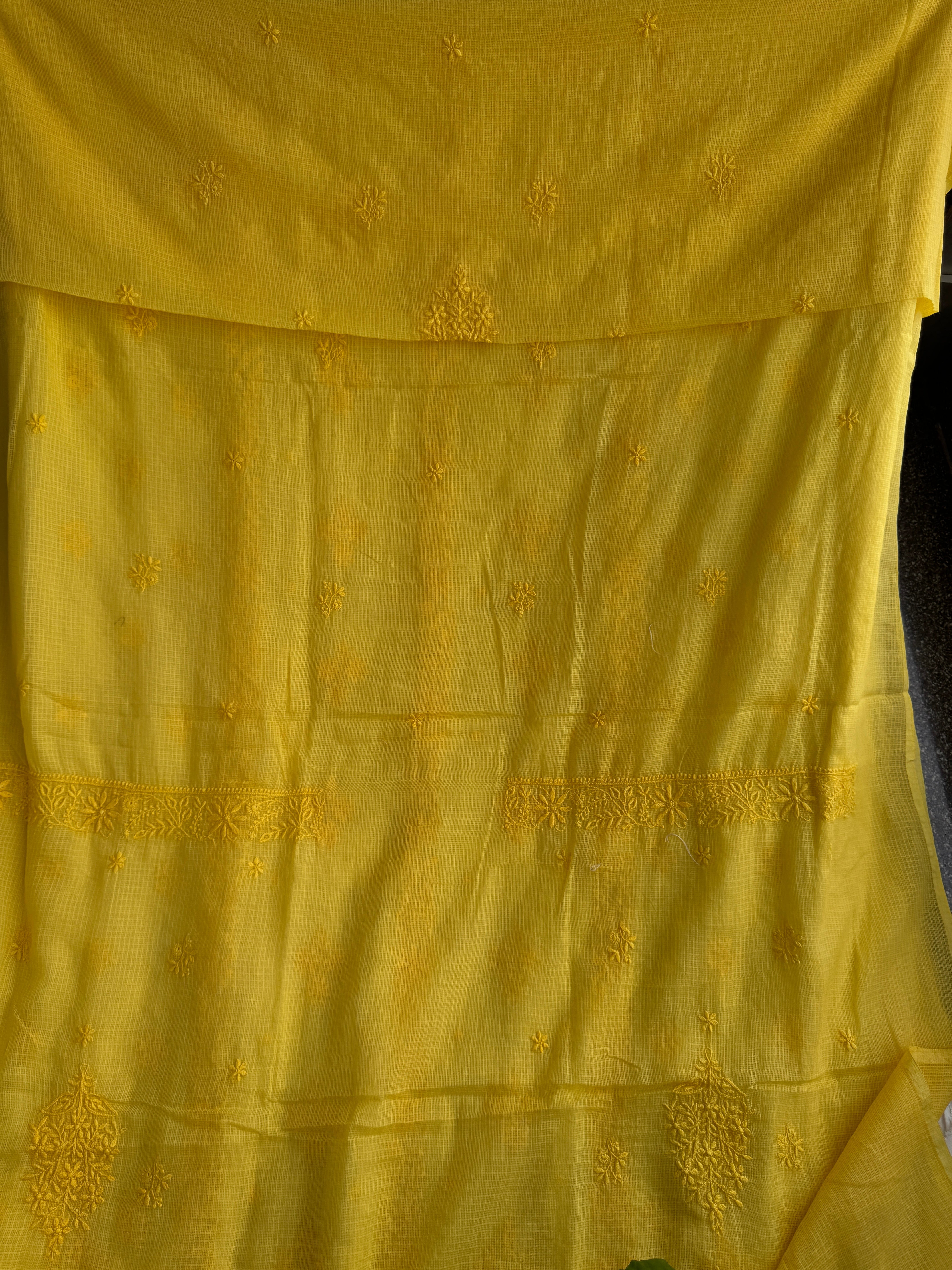 Kota Length with Dupatta - Yellow ARIAA CHIKANKARI
