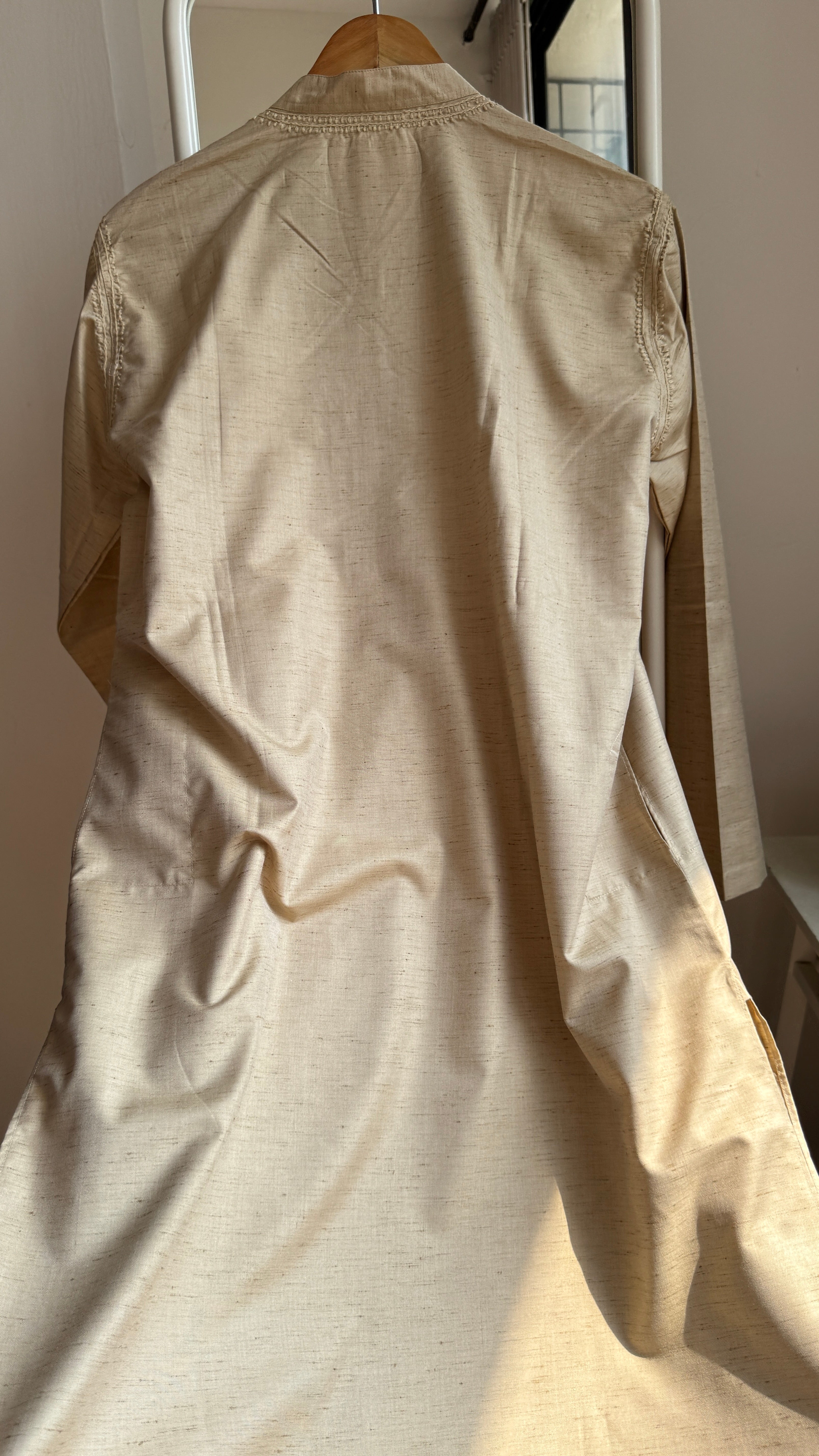 Cotton Chikankari Kurta - Beige - Men's Collection