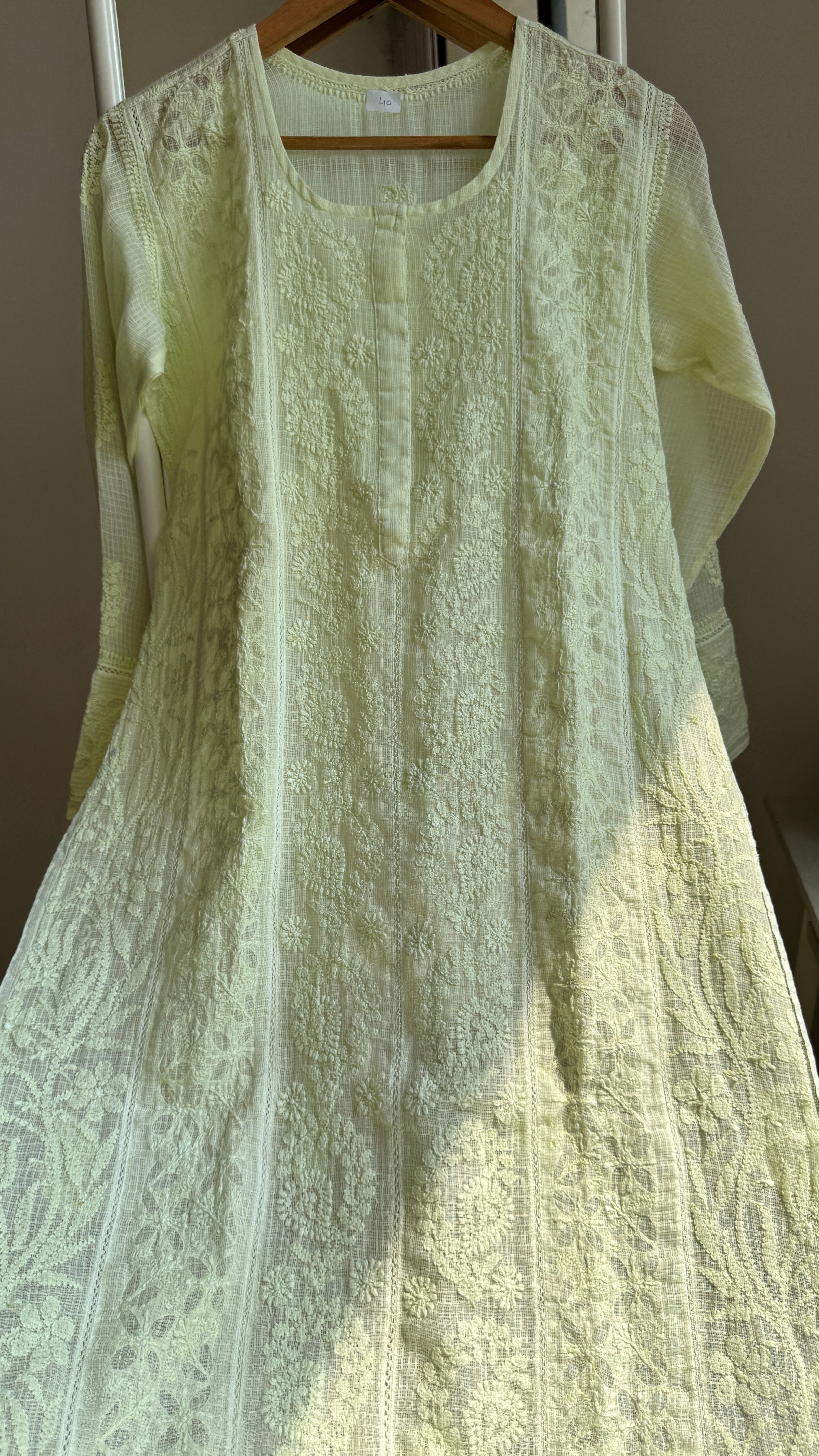 Kota Soft Cotton Chikankari Kurti - Apple Green - CHAND Collection