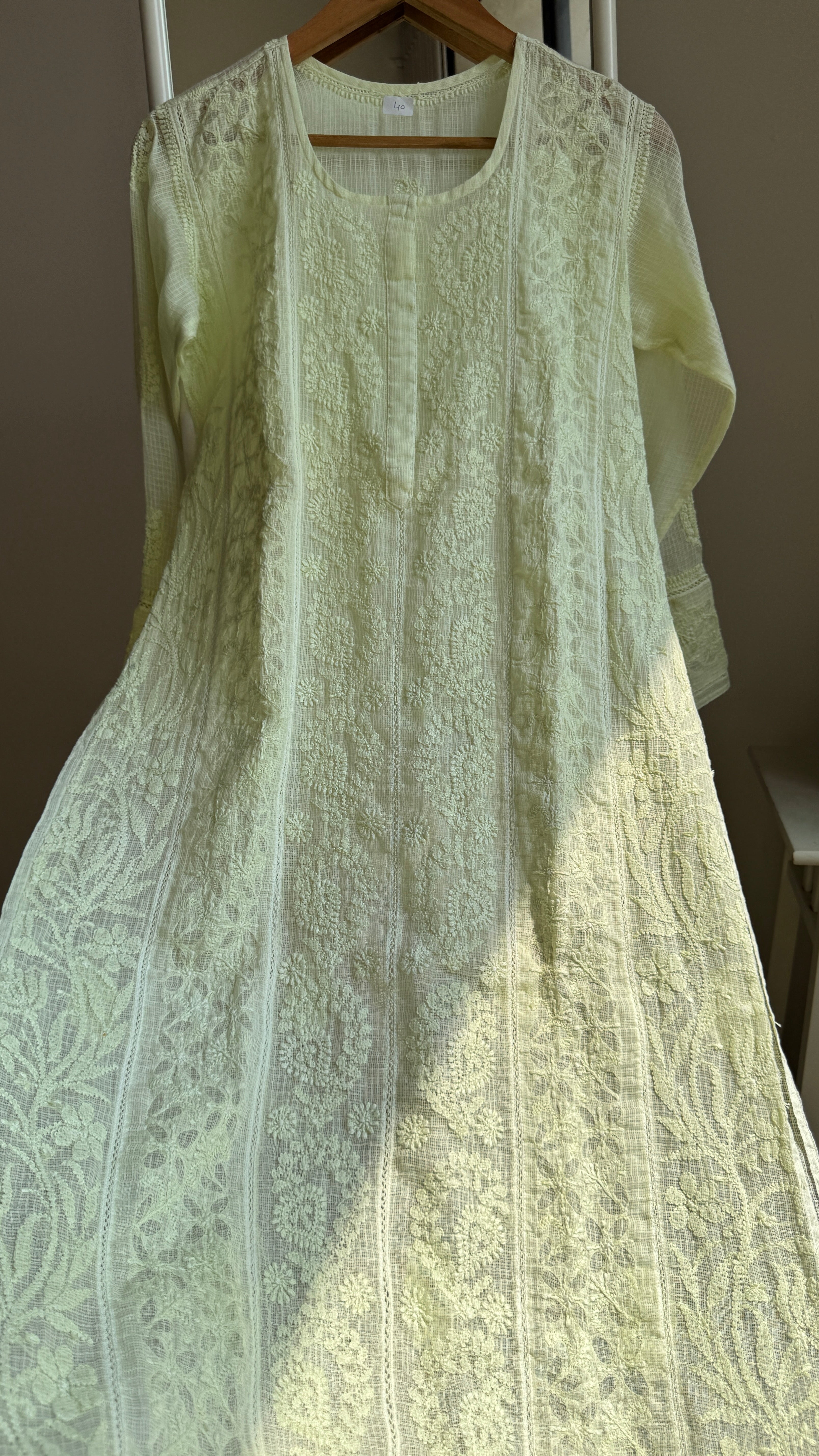 Kota Soft Cotton Chikankari Kurti - Apple Green - CHAND Collection