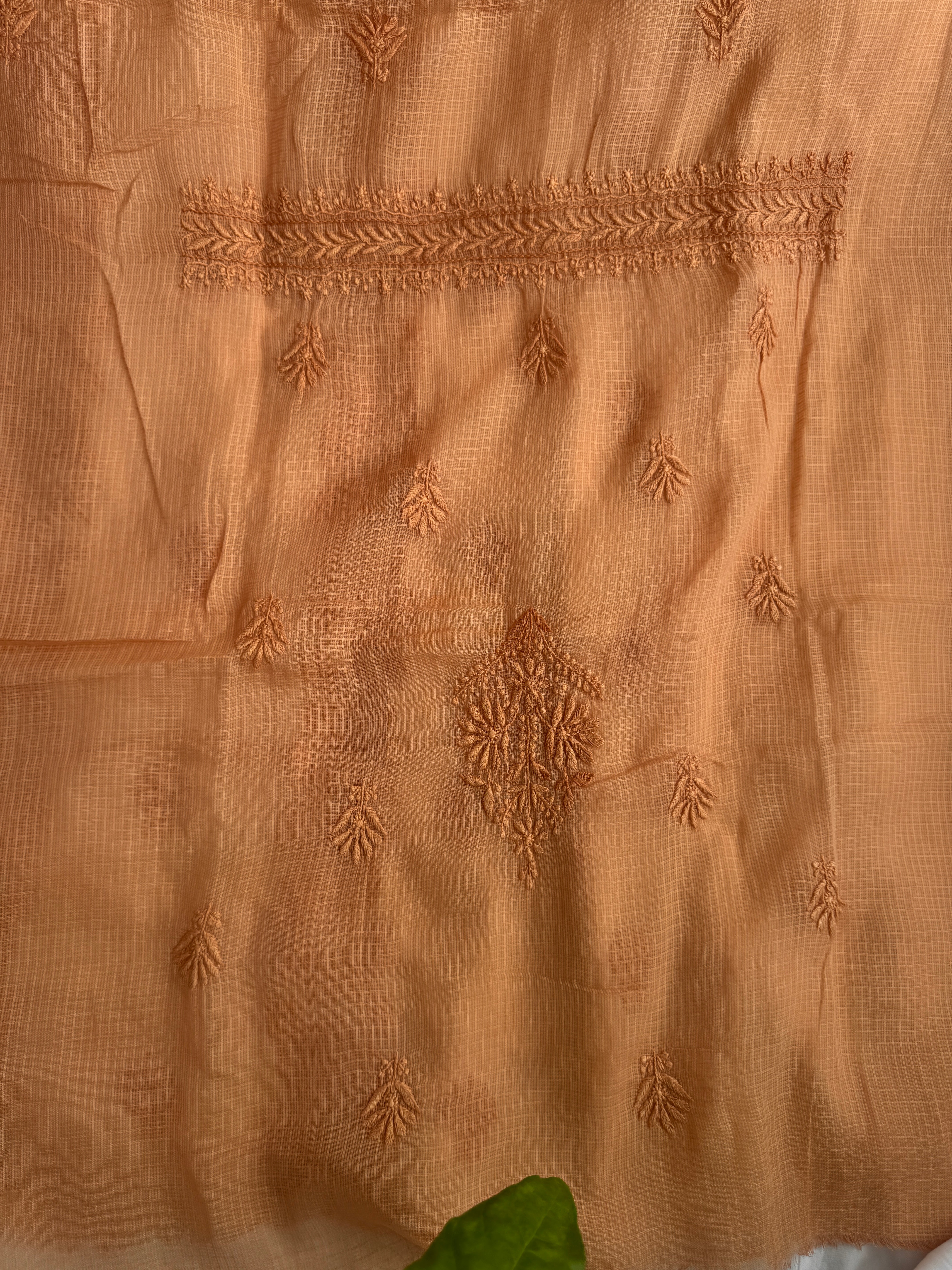 Kota Length with Dupatta - Rust Rose ARIAA CHIKANKARI