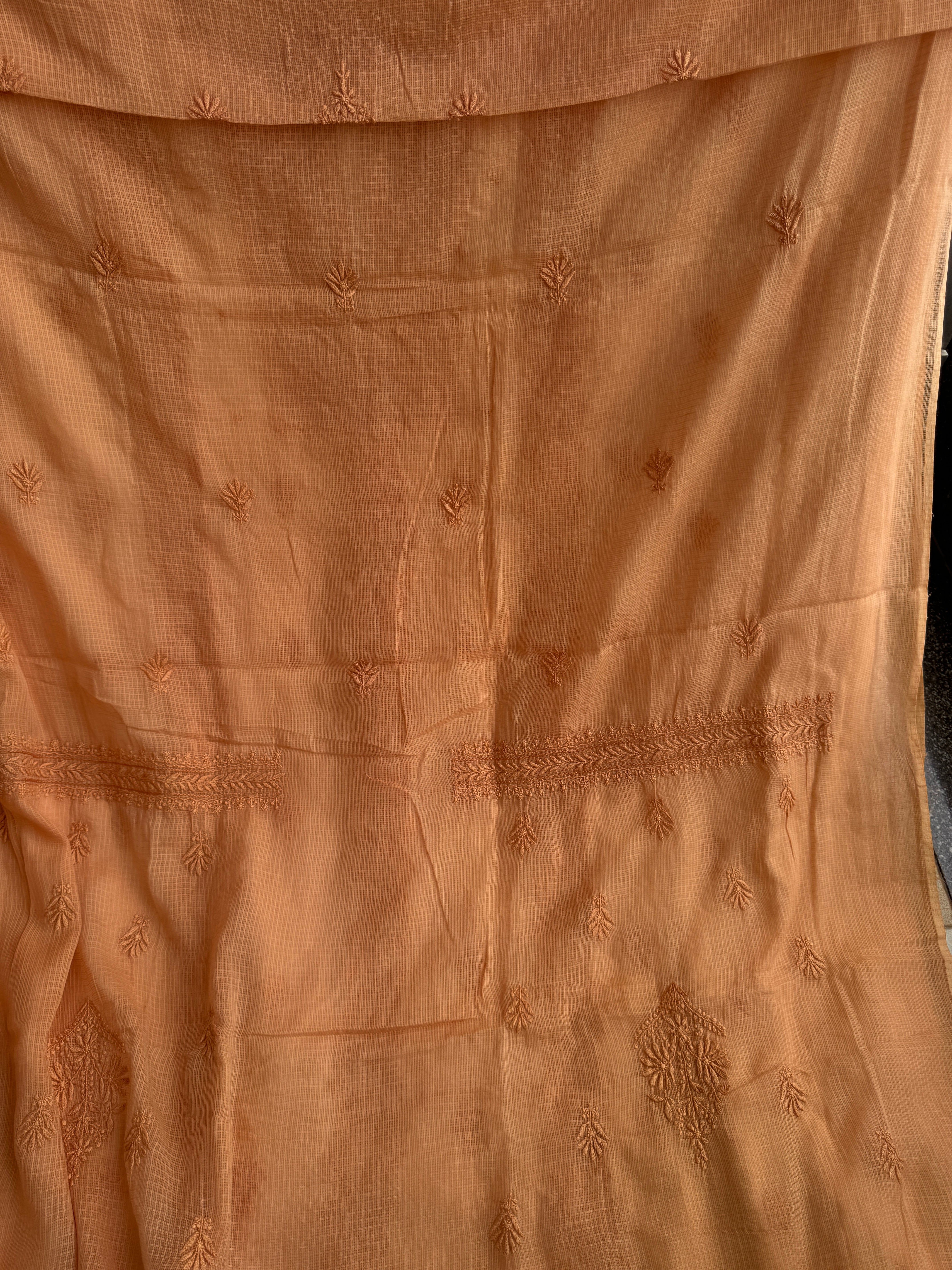 Kota Length with Dupatta - Rust Rose ARIAA CHIKANKARI