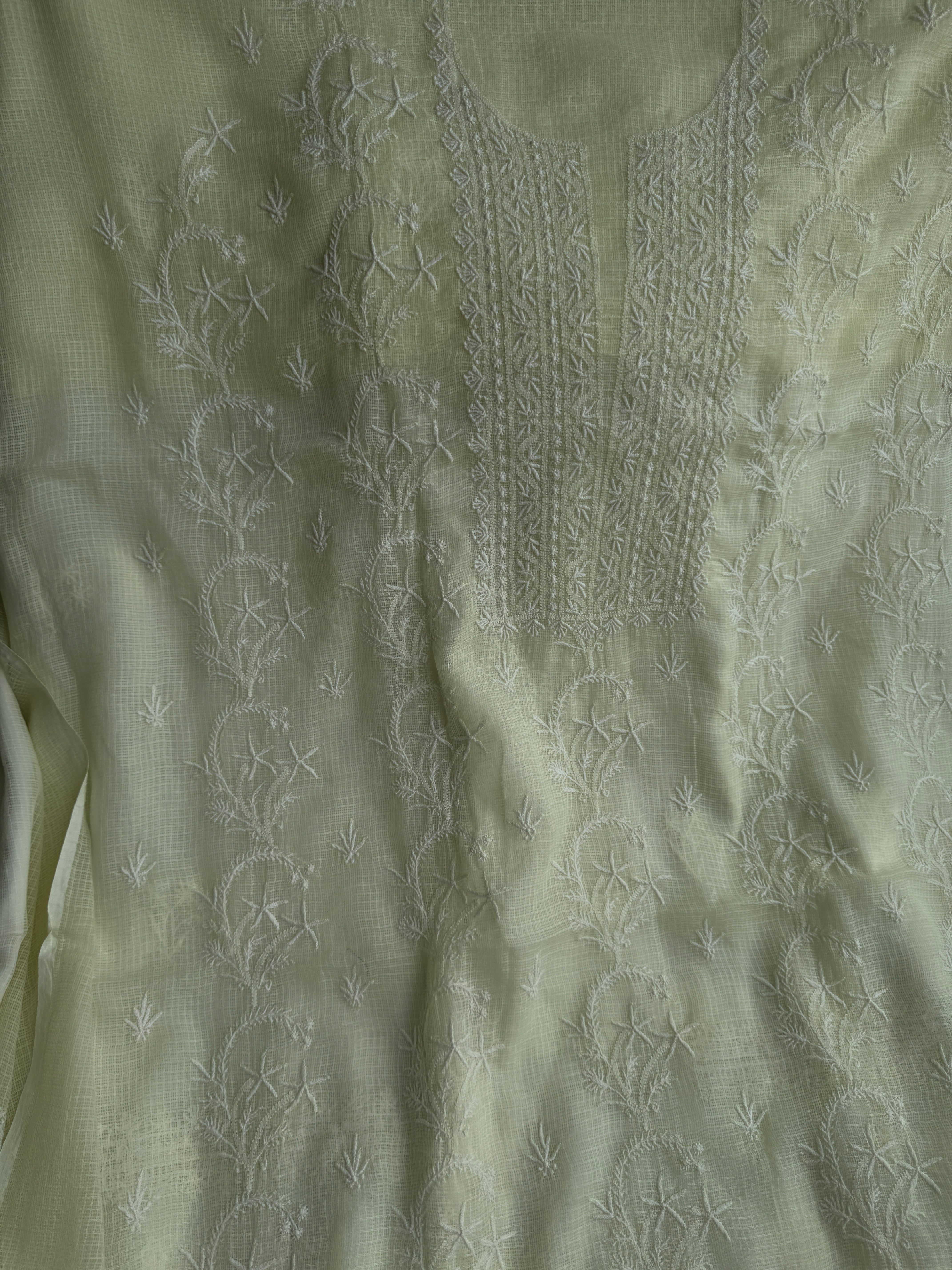 Kota Length with Dupatta - lemon yellow ARIAA CHIKANKARI