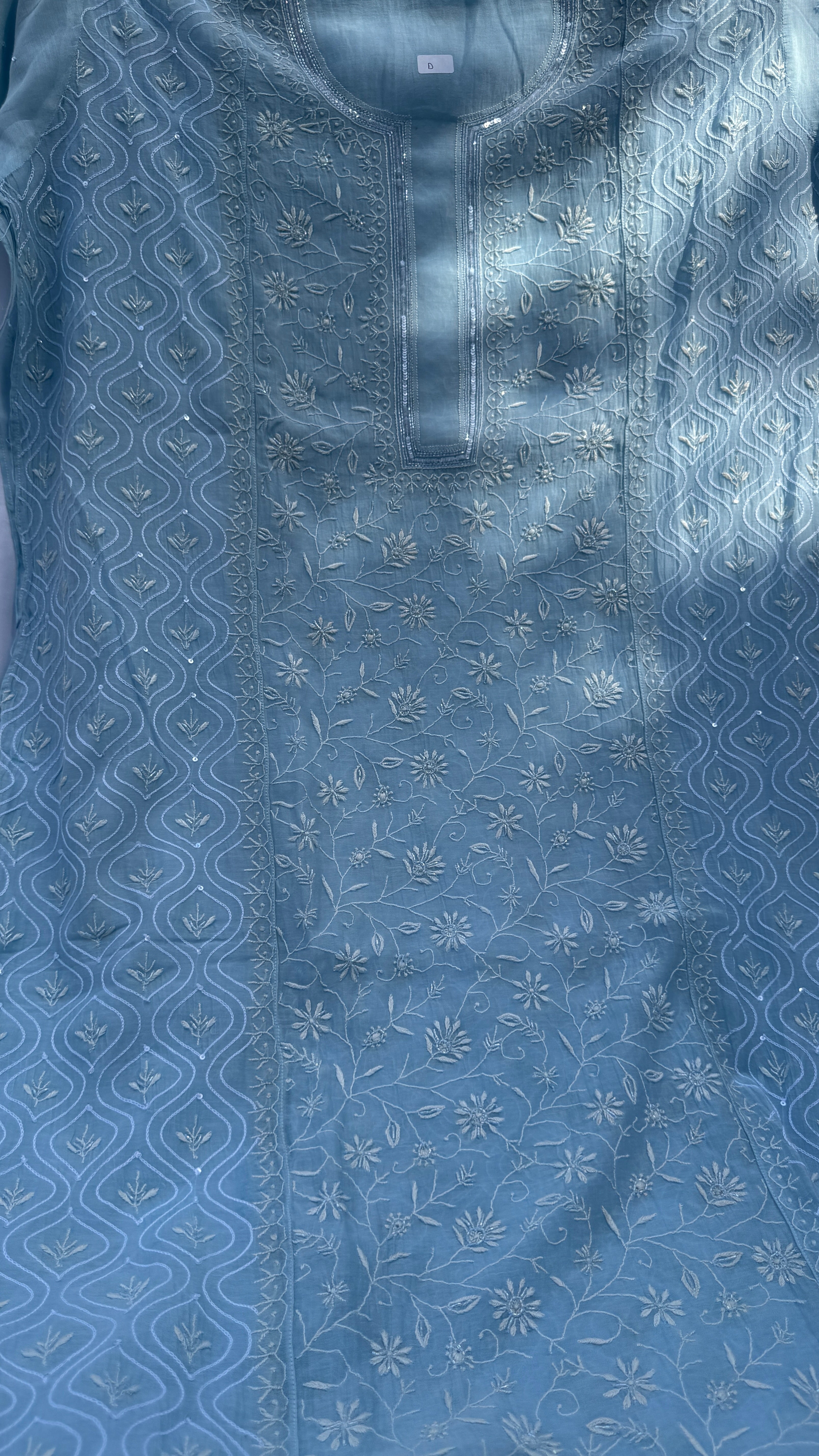 Mul Chanderi Chikankari - Unstitched Set - Blue