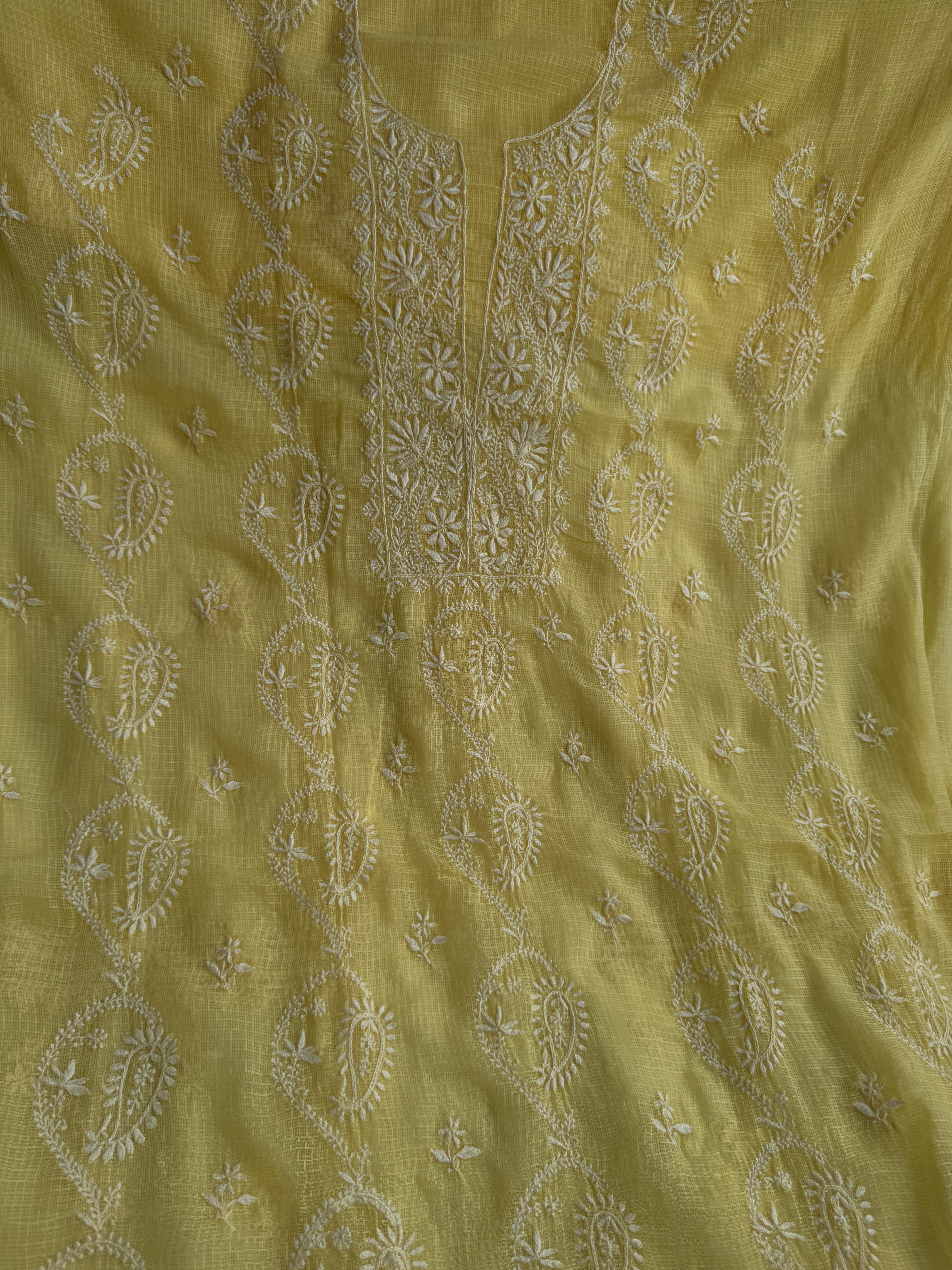 Kota Length with Dupatta - Yellow ARIAA CHIKANKARI