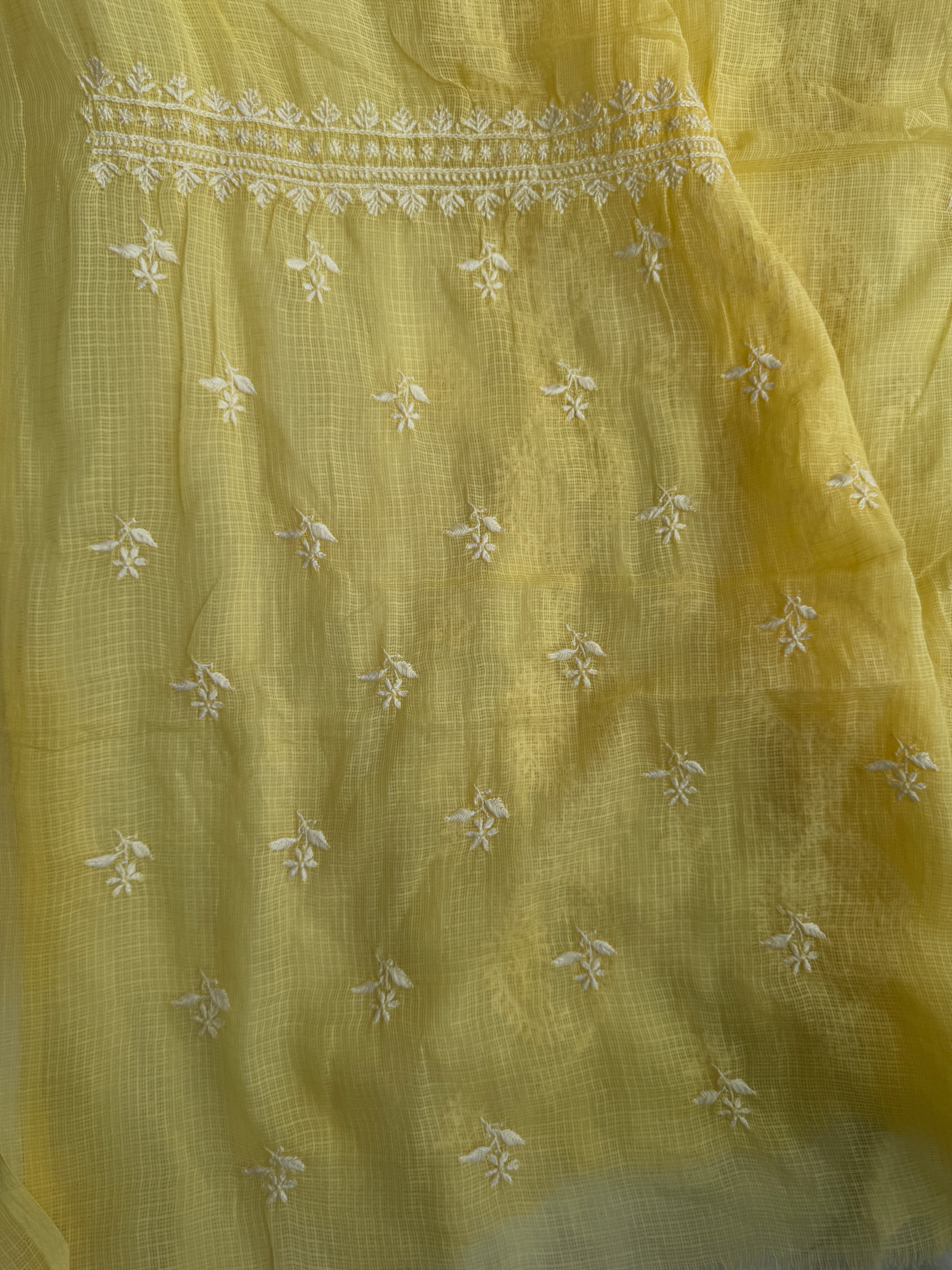 Kota Length with Dupatta - Yellow ARIAA CHIKANKARI