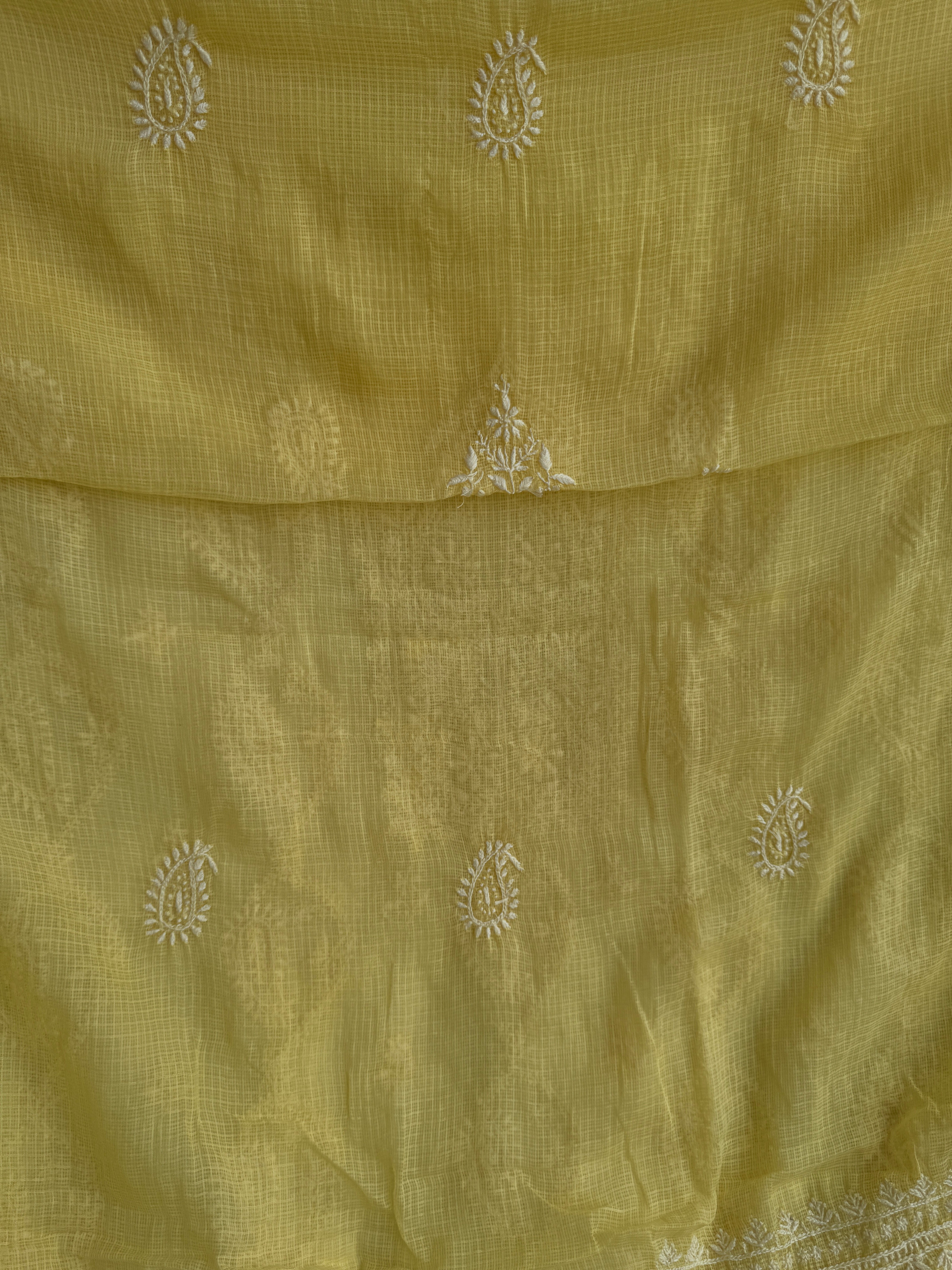 Kota Length with Dupatta - Yellow ARIAA CHIKANKARI