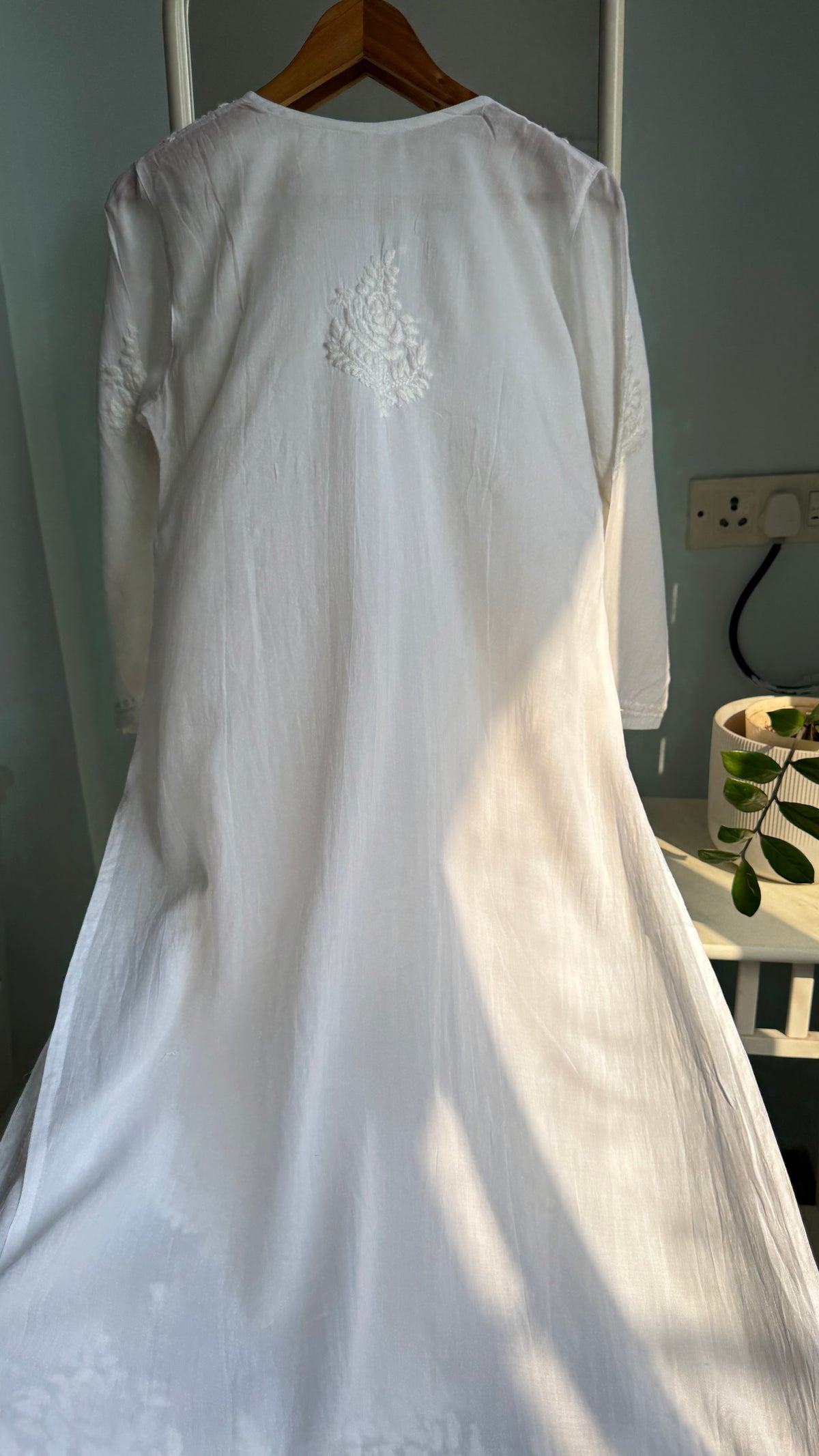 Modal Cotton Chikankari straight Palazzo Set - White