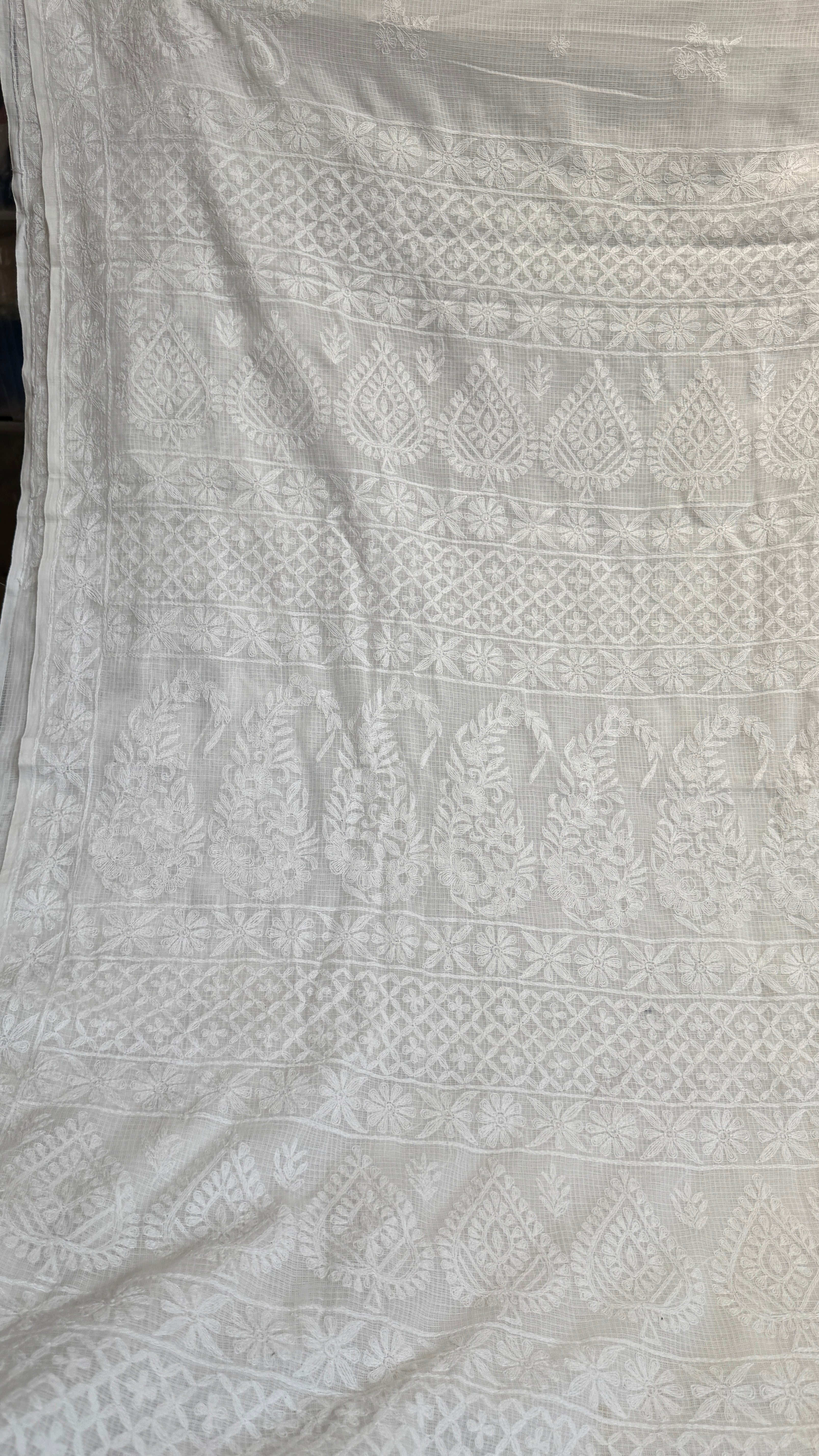Kota Chikankari saree in White
