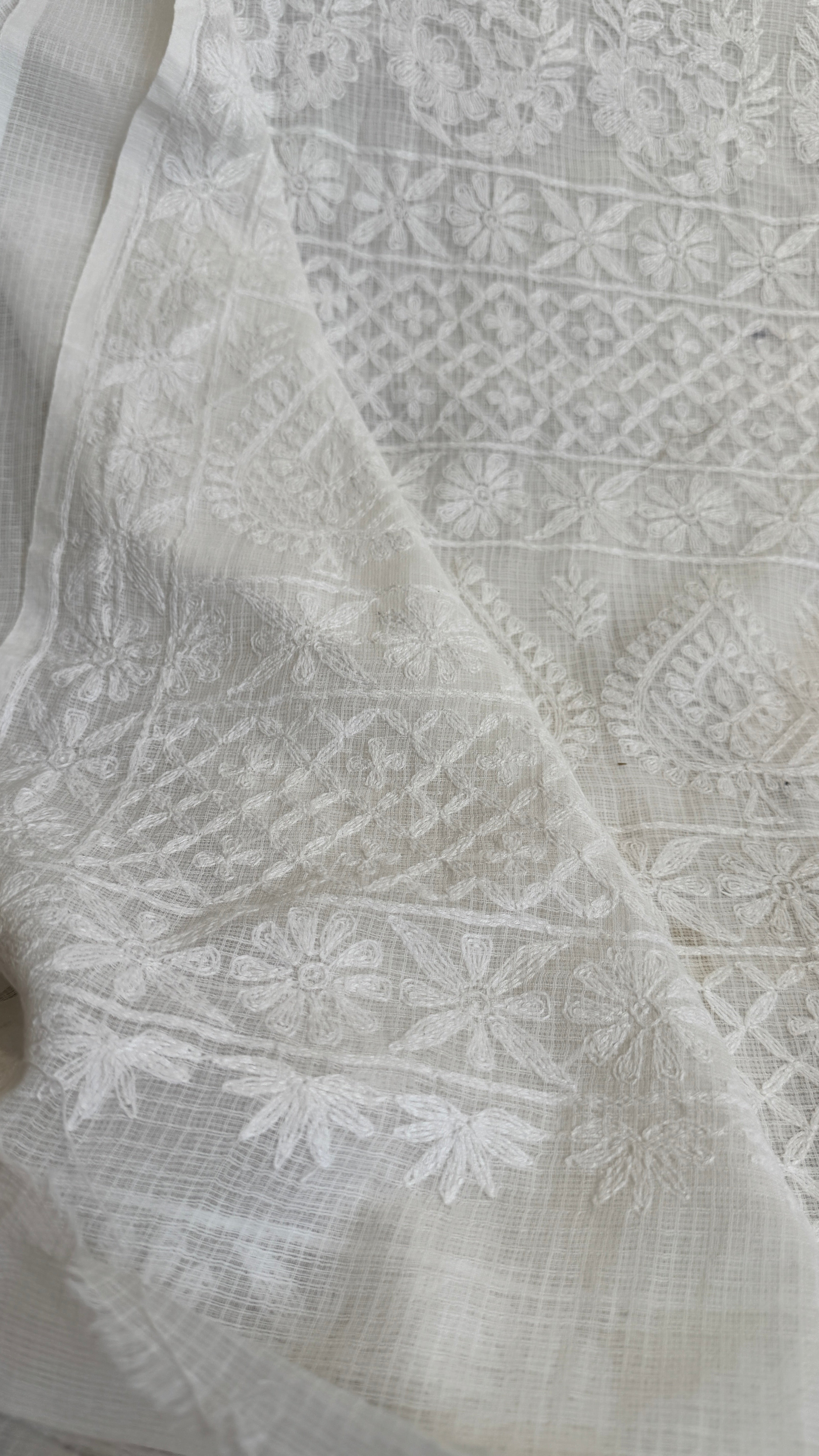 Kota Chikankari saree in White
