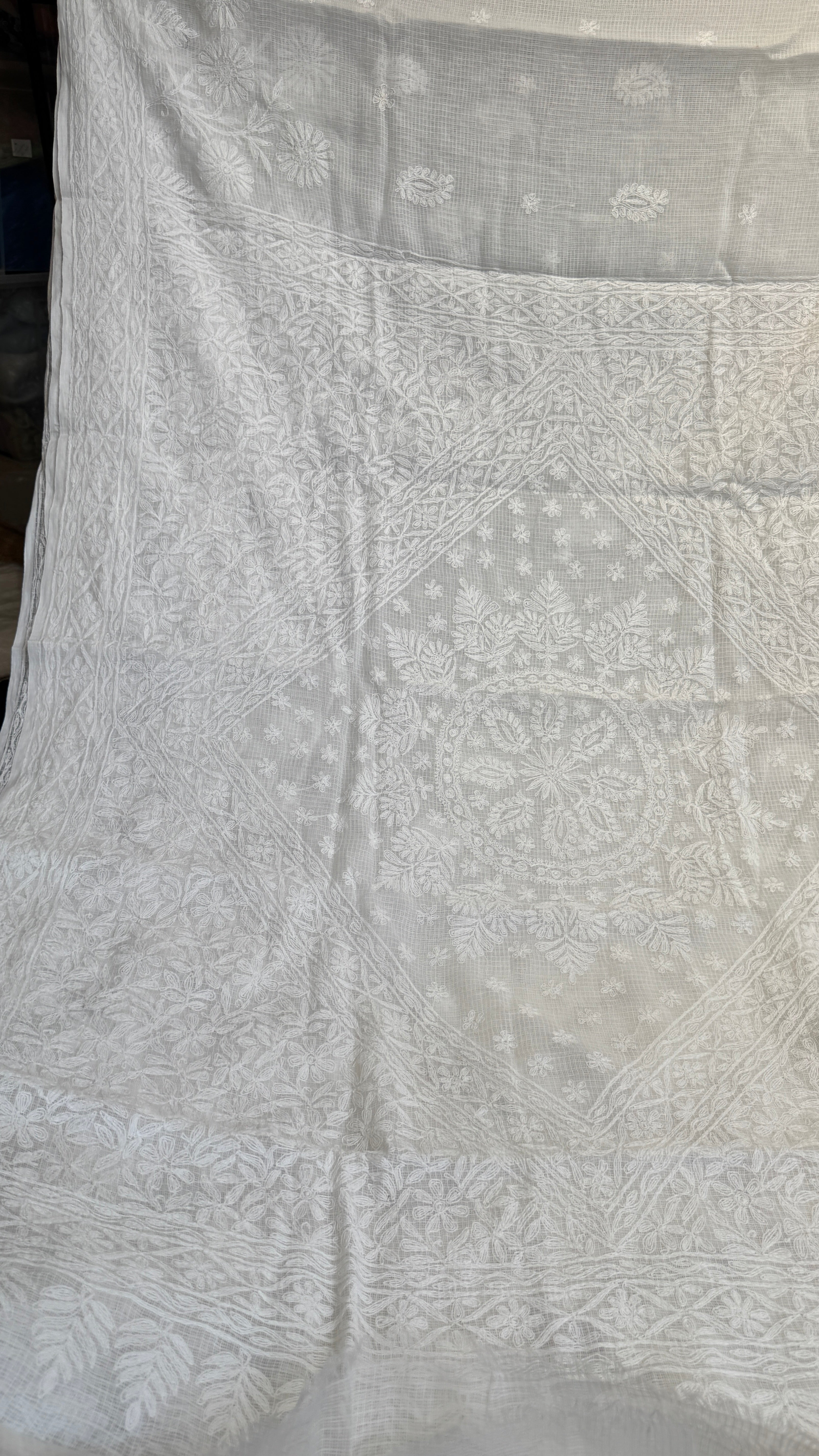 Kota Chikankari saree in White
