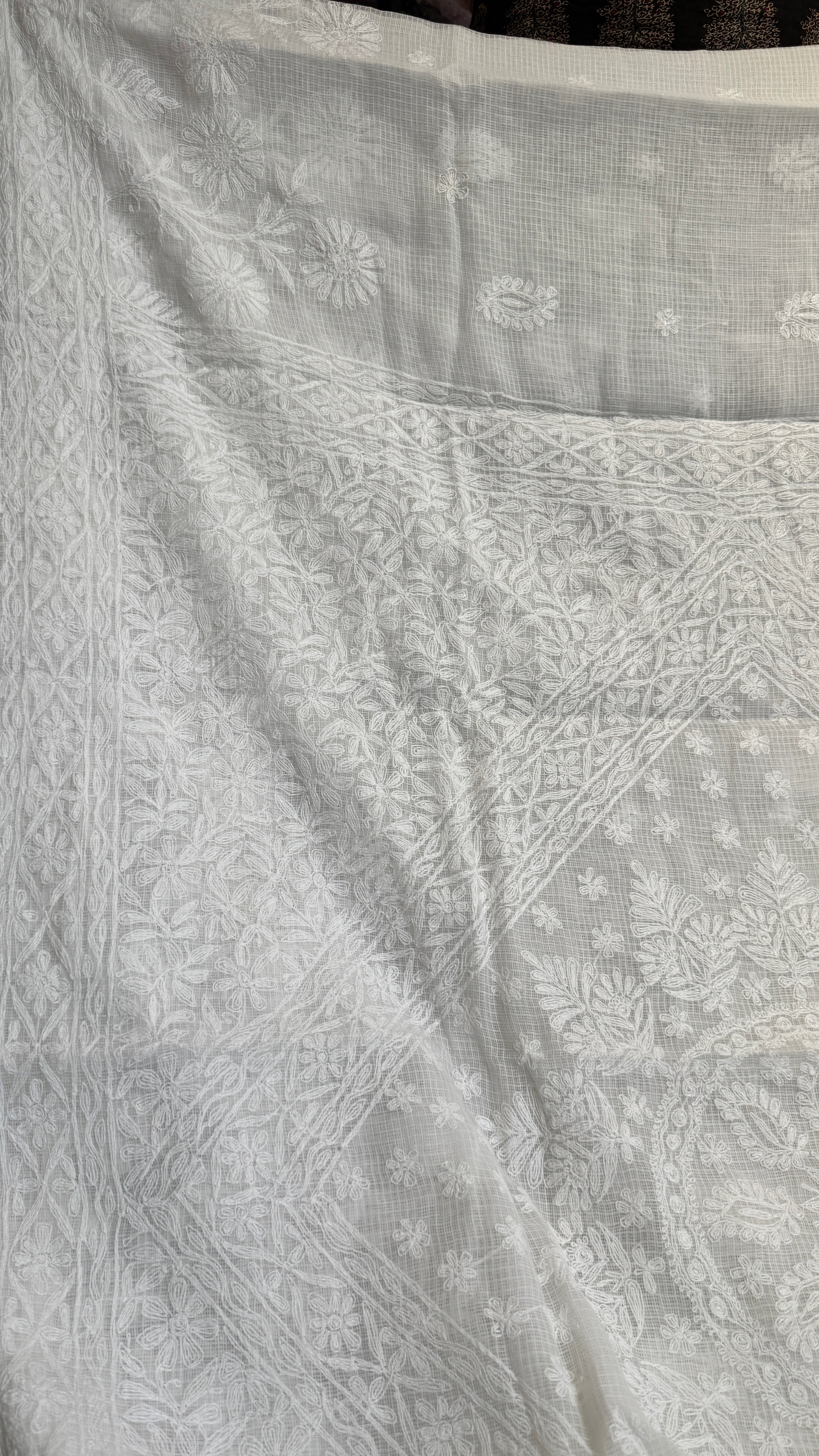 Kota Chikankari saree in White