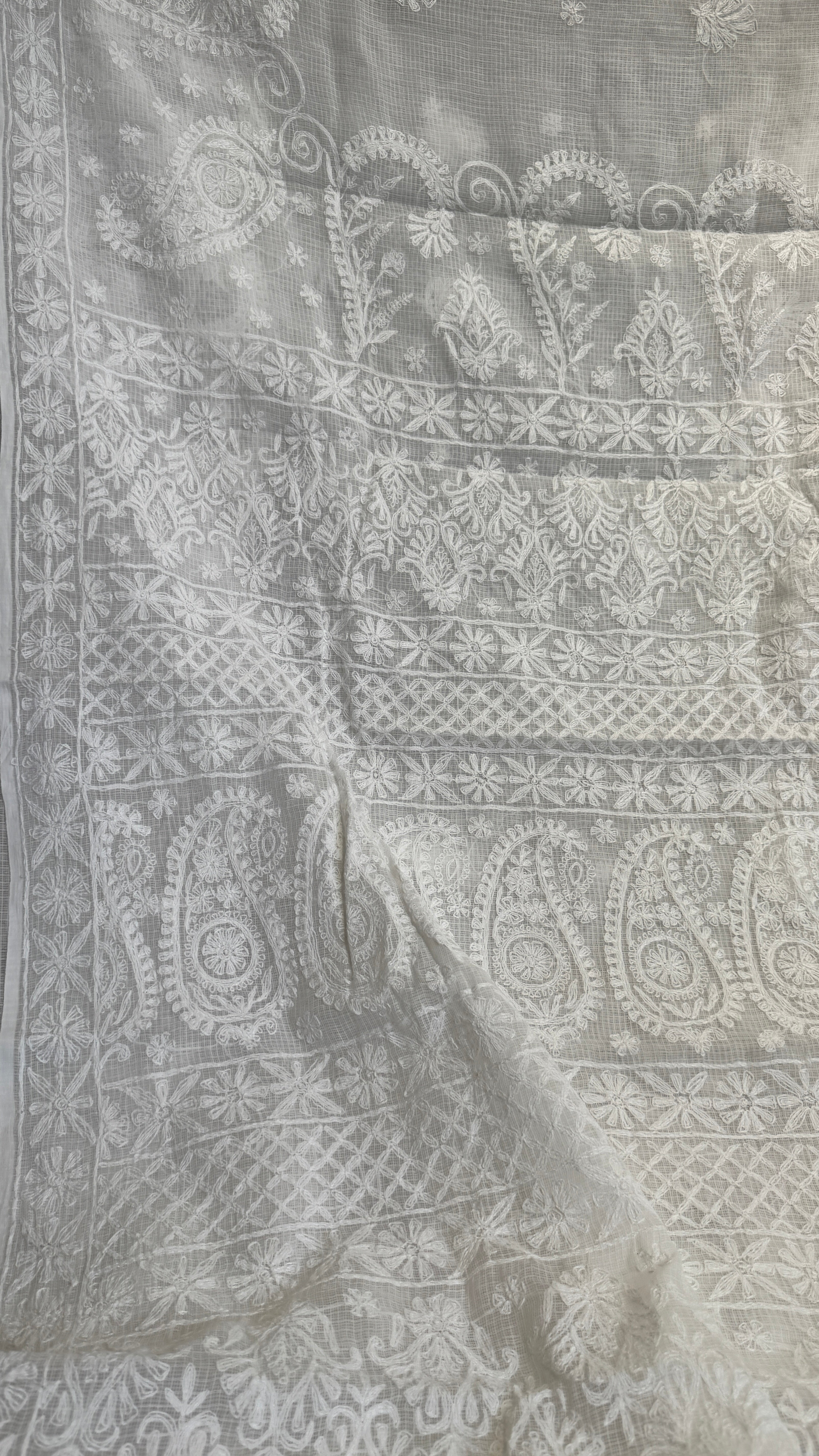 Kota Chikankari saree in White