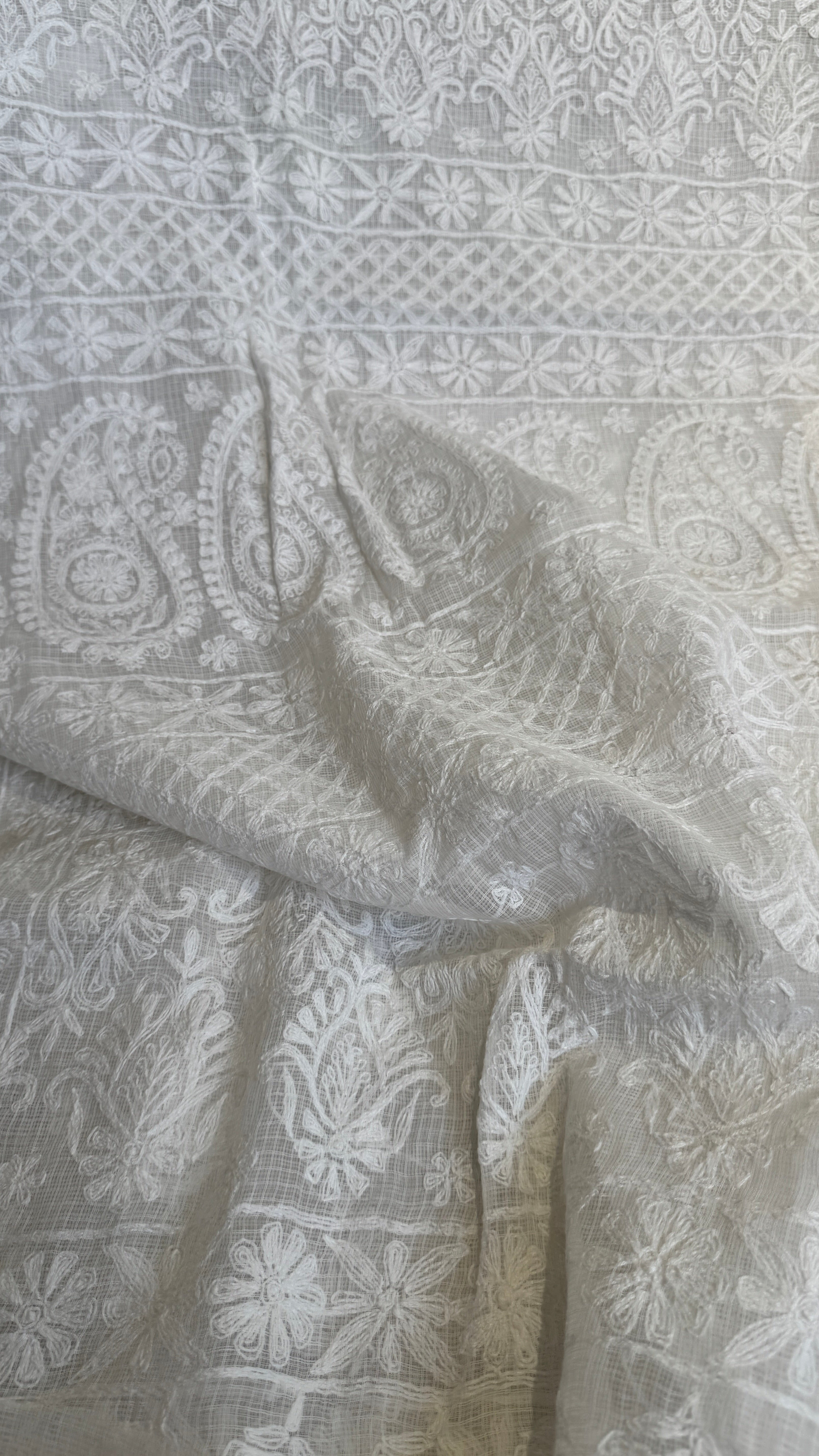 Kota Chikankari saree in White