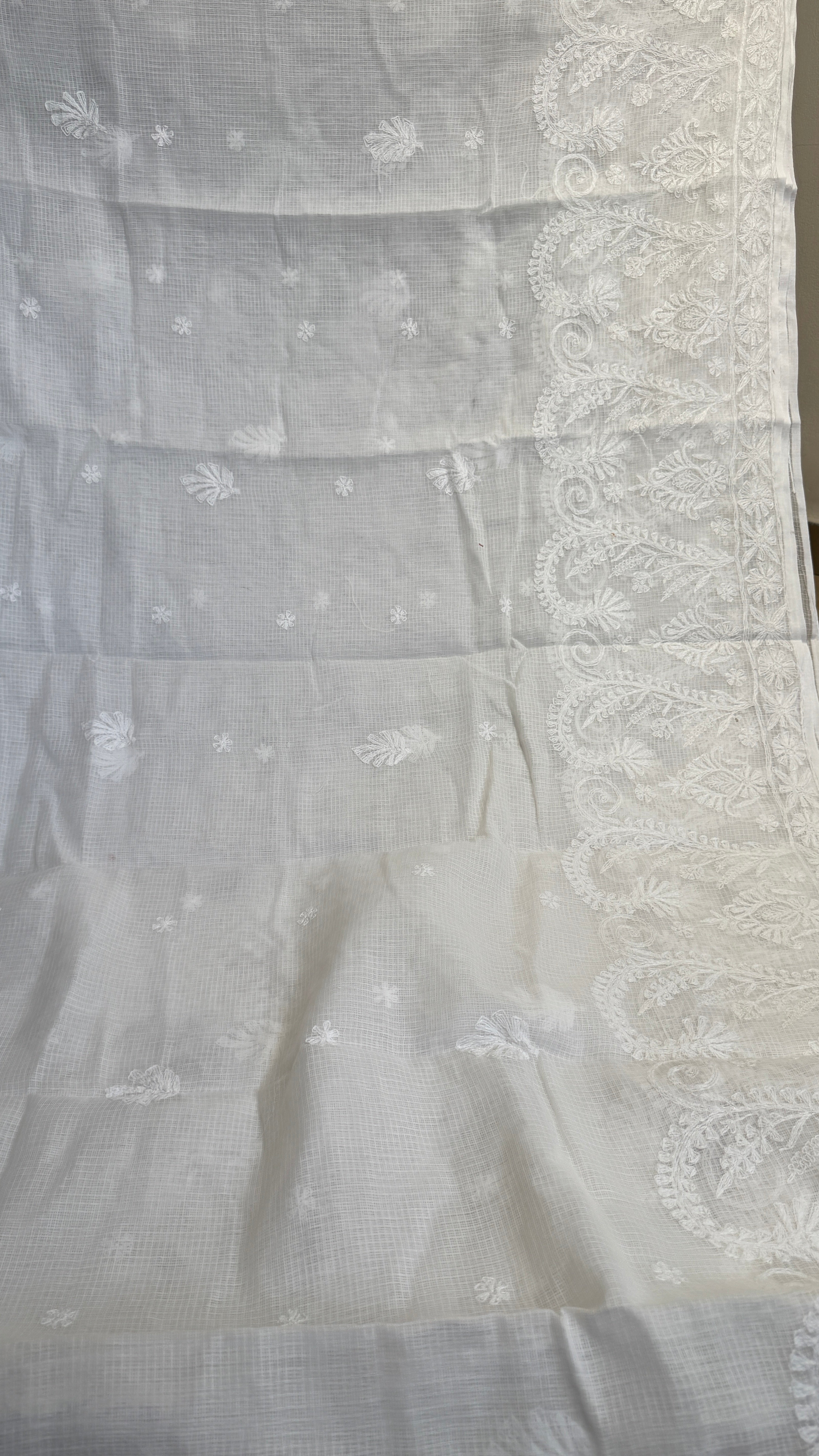 Kota Chikankari saree in White