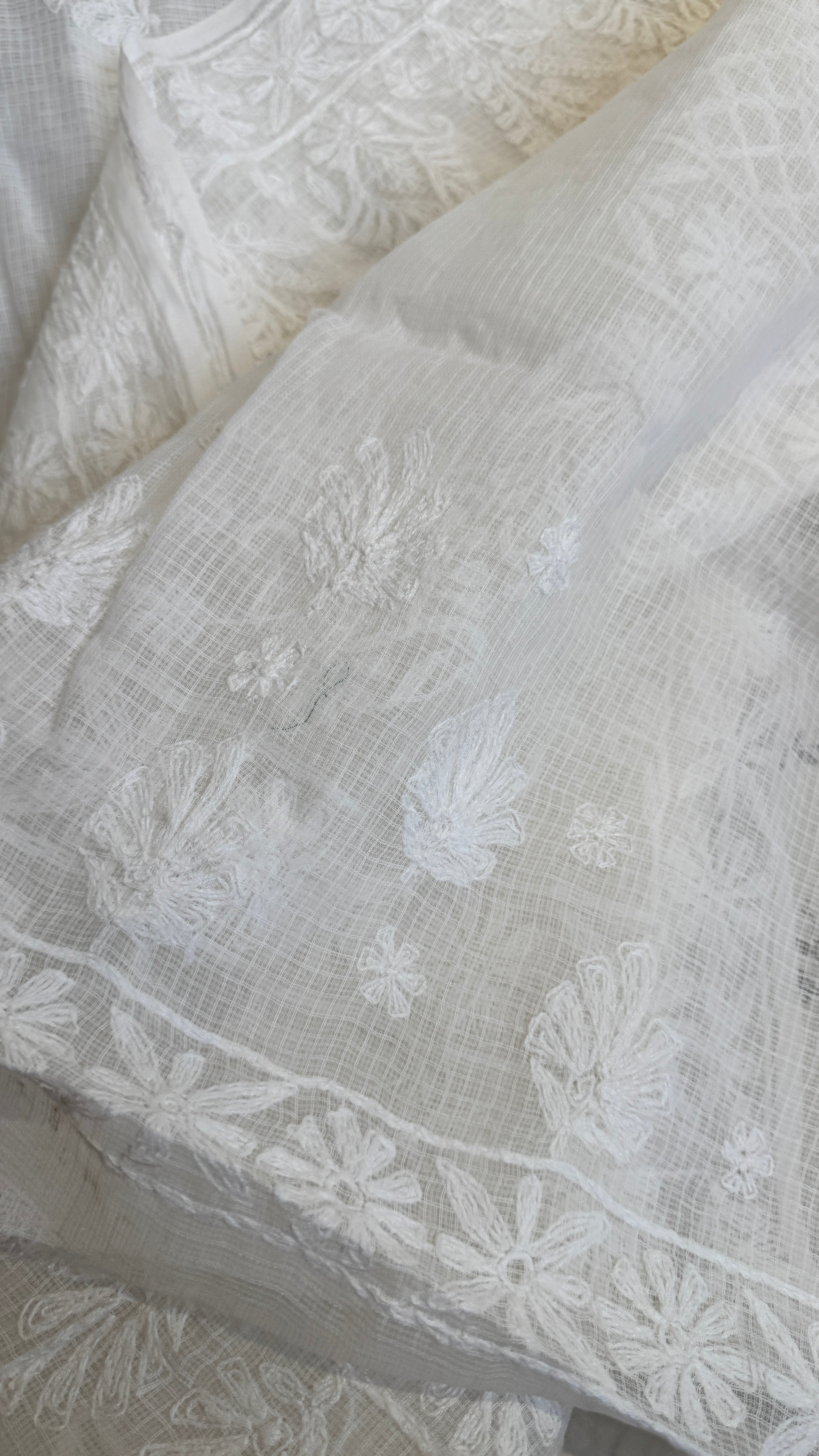 Kota Chikankari saree in White