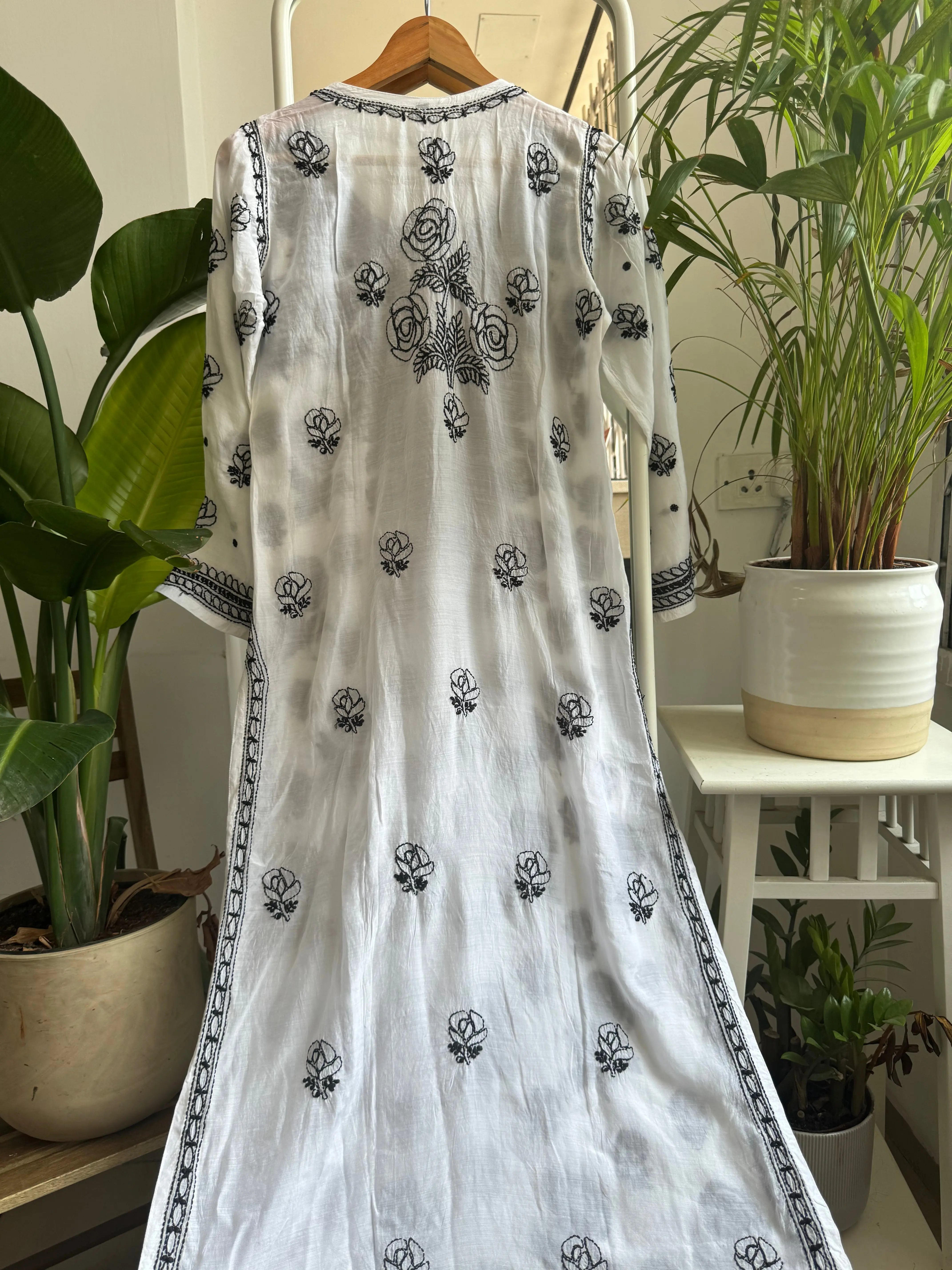 Muslin Kurti - Black on white ARIAA CHIKANKARI