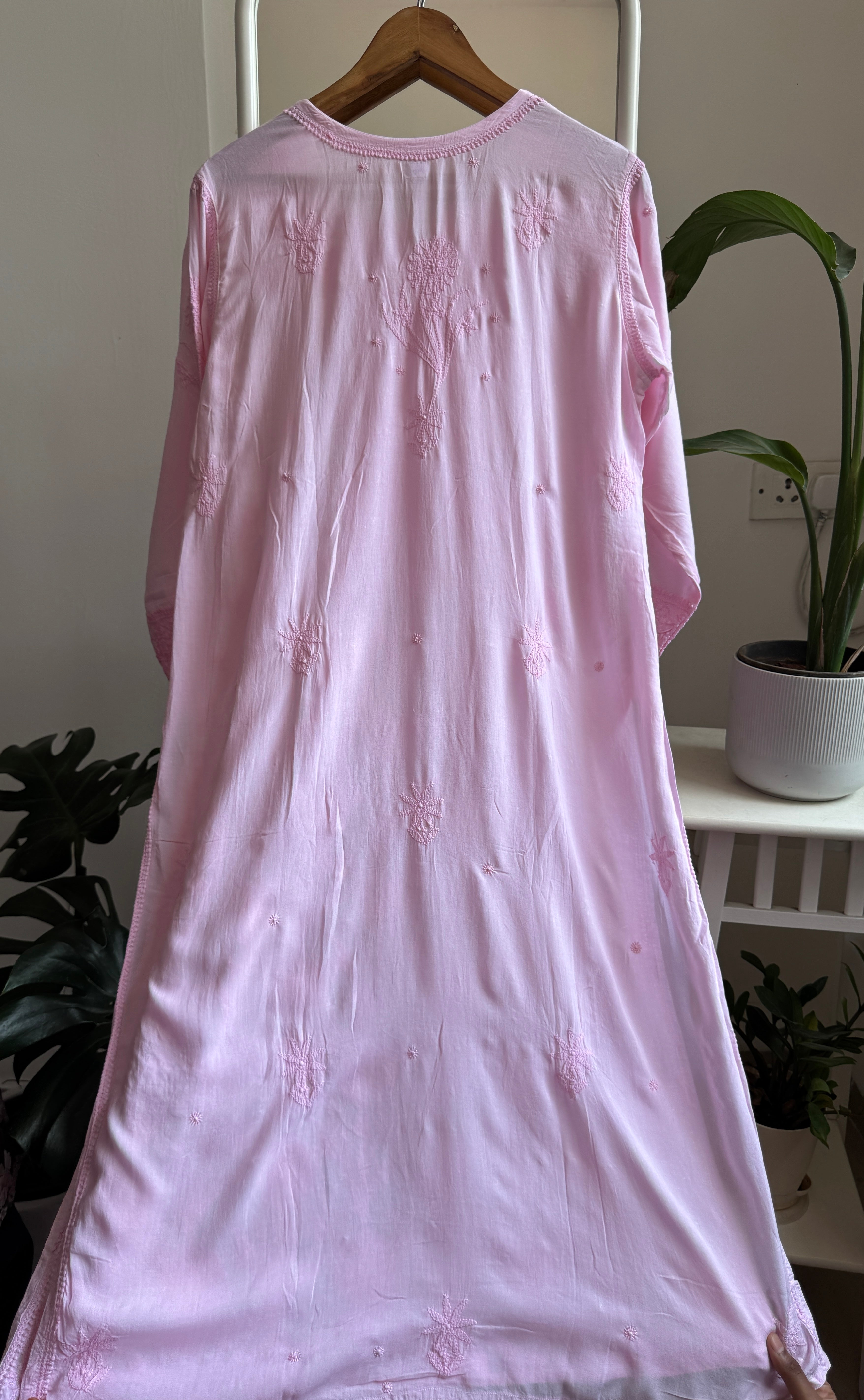 Premium Modal Chikankari Cotton Kurti - Pink - Noor Collection ARIAA CHIKANKARI