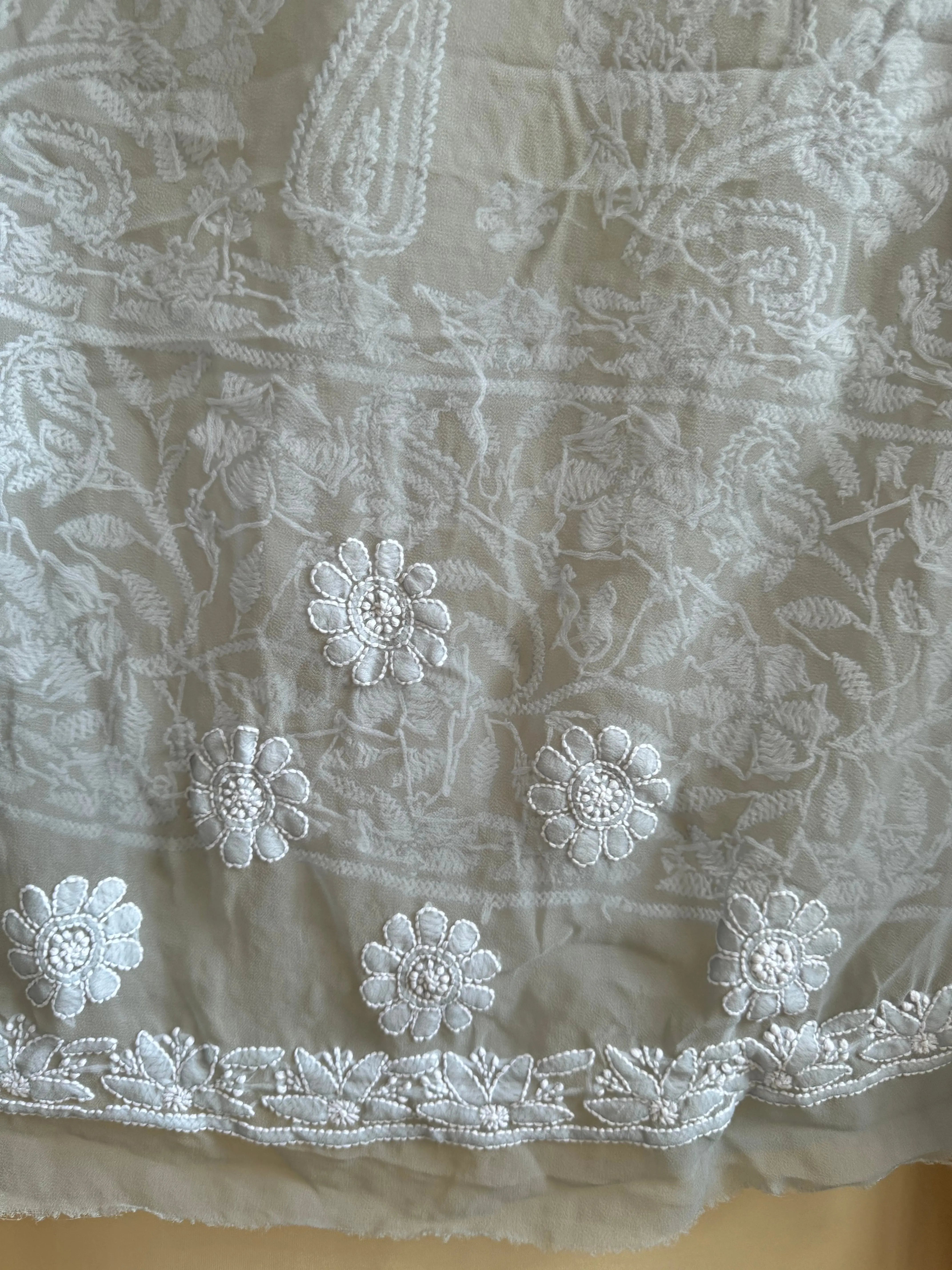 Georgette Chikankari saree in Grey ARIAA CHIKANKARI