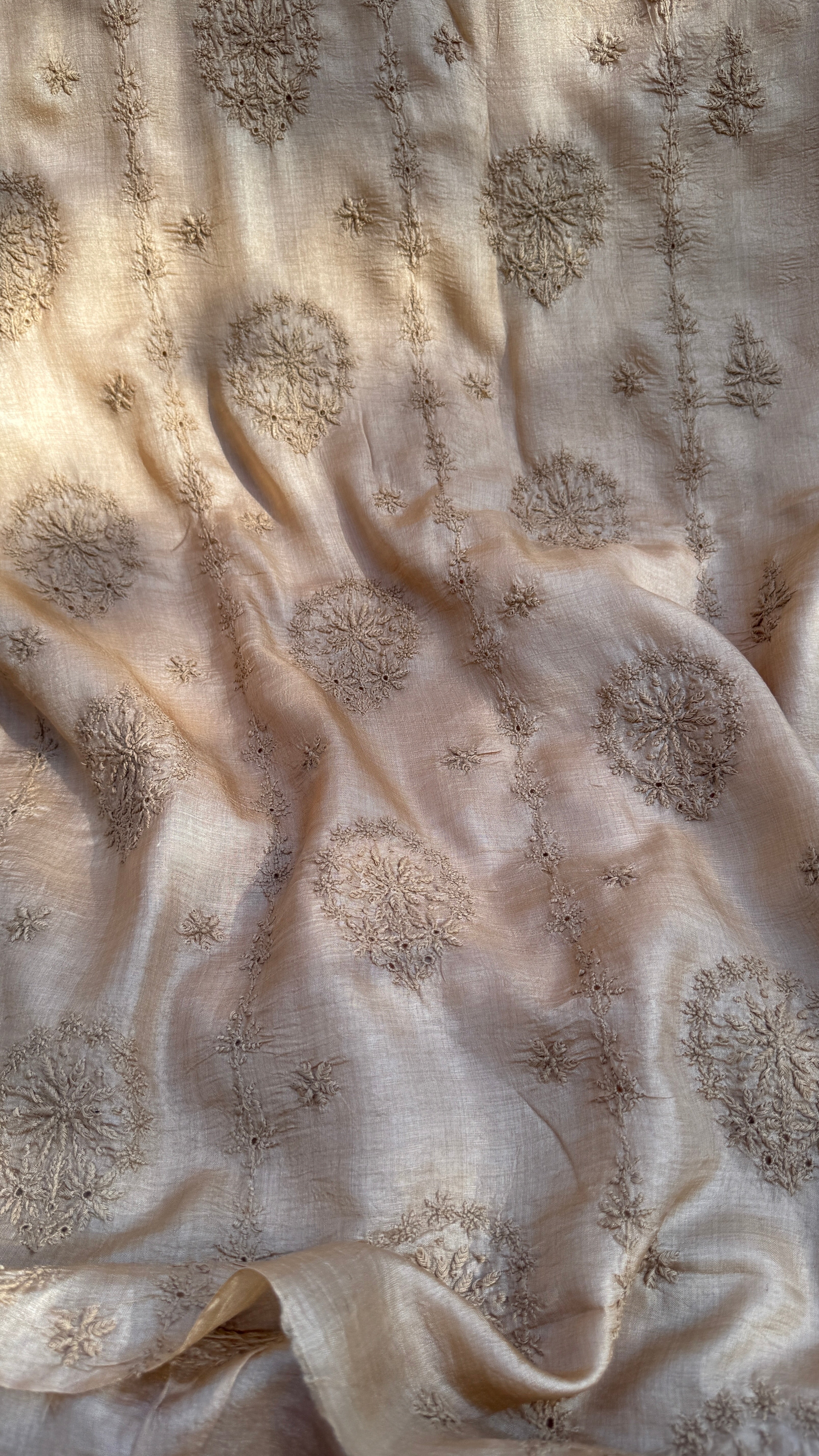Pure Tussar Silk Chikankari Length with Dupatta - Dune Beige