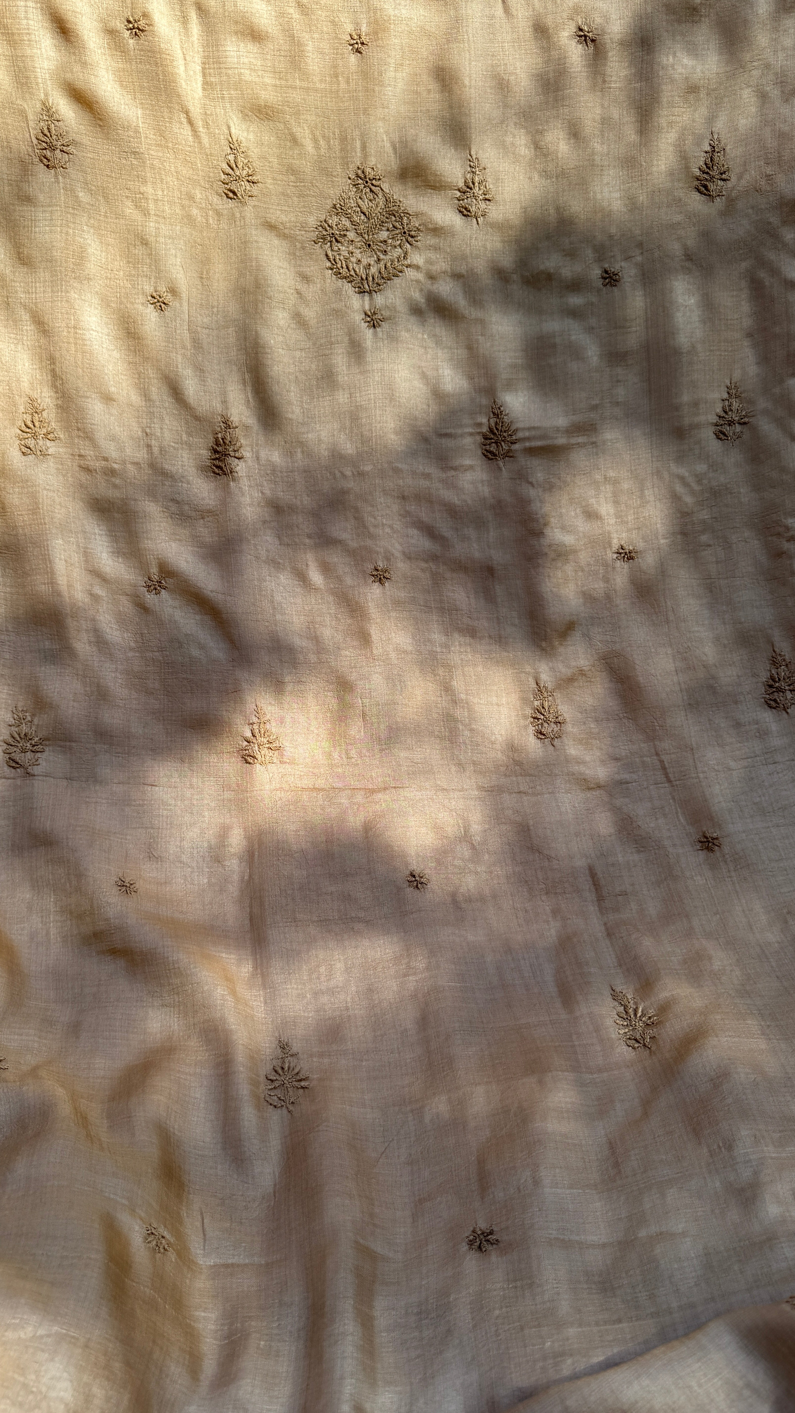 Pure Tussar Silk Chikankari Length with Dupatta - Dune Beige