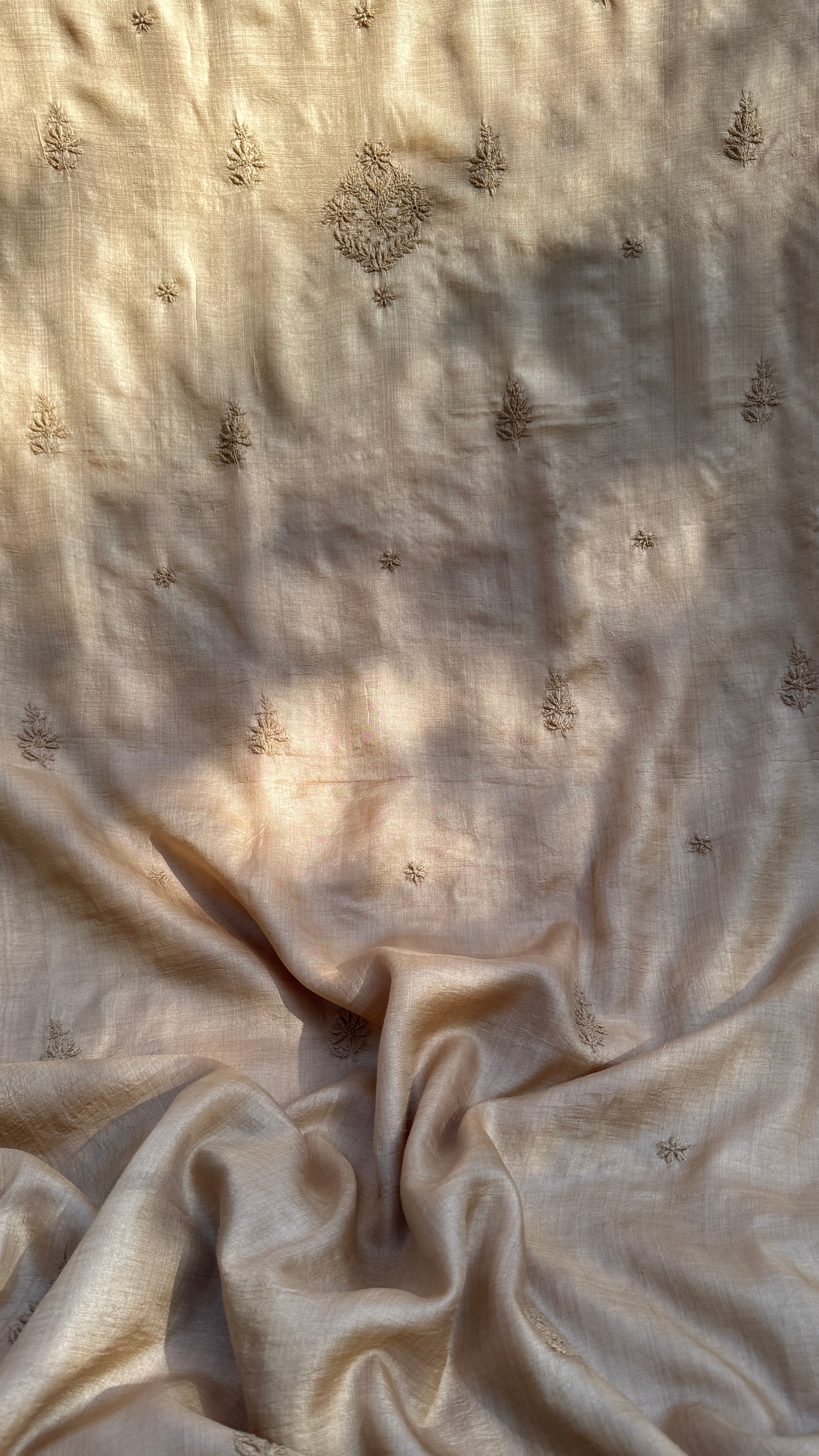 Pure Tussar Silk Chikankari Length with Dupatta - Dune Beige