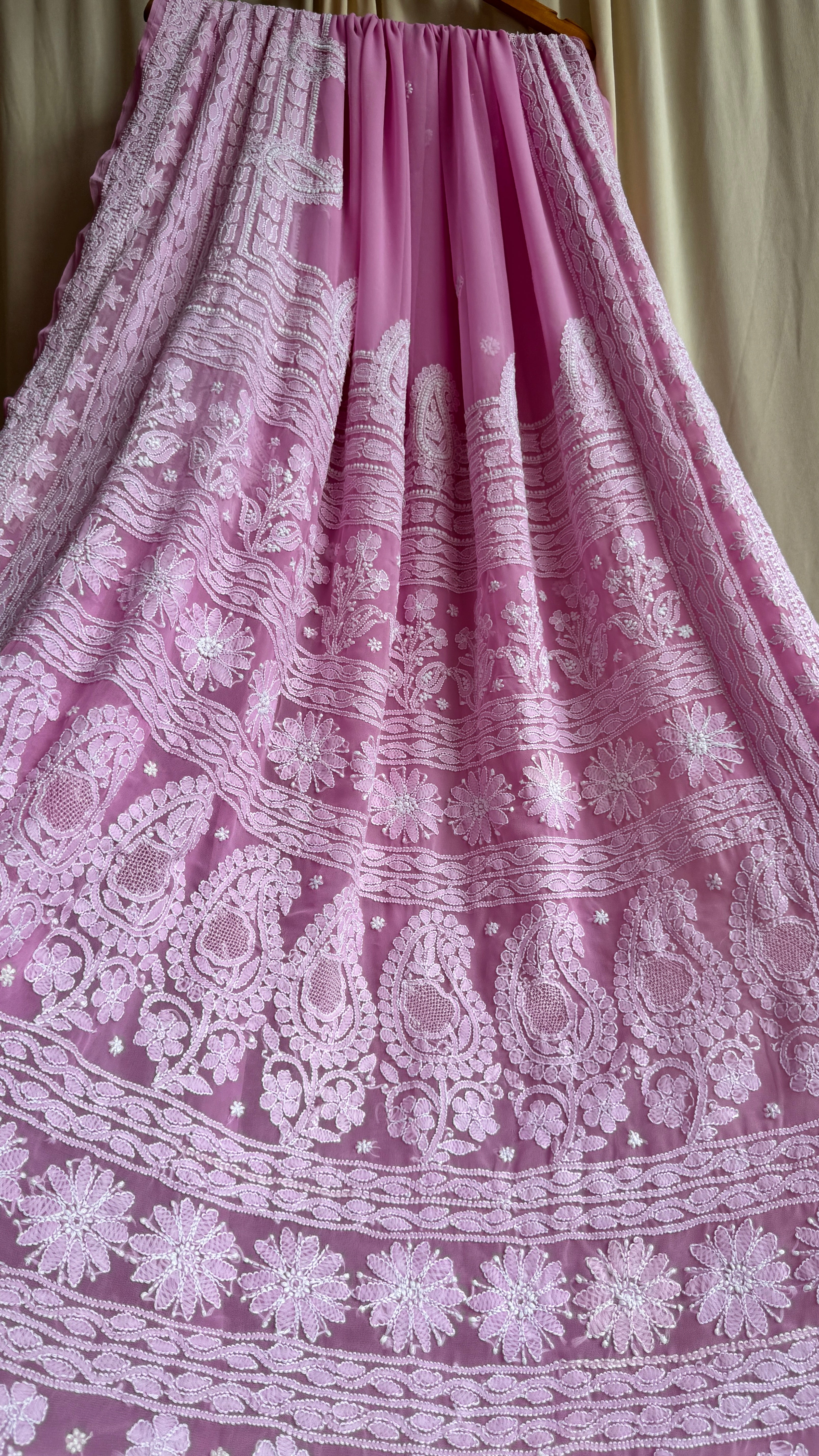 Georgette Chikankari saree in Pink