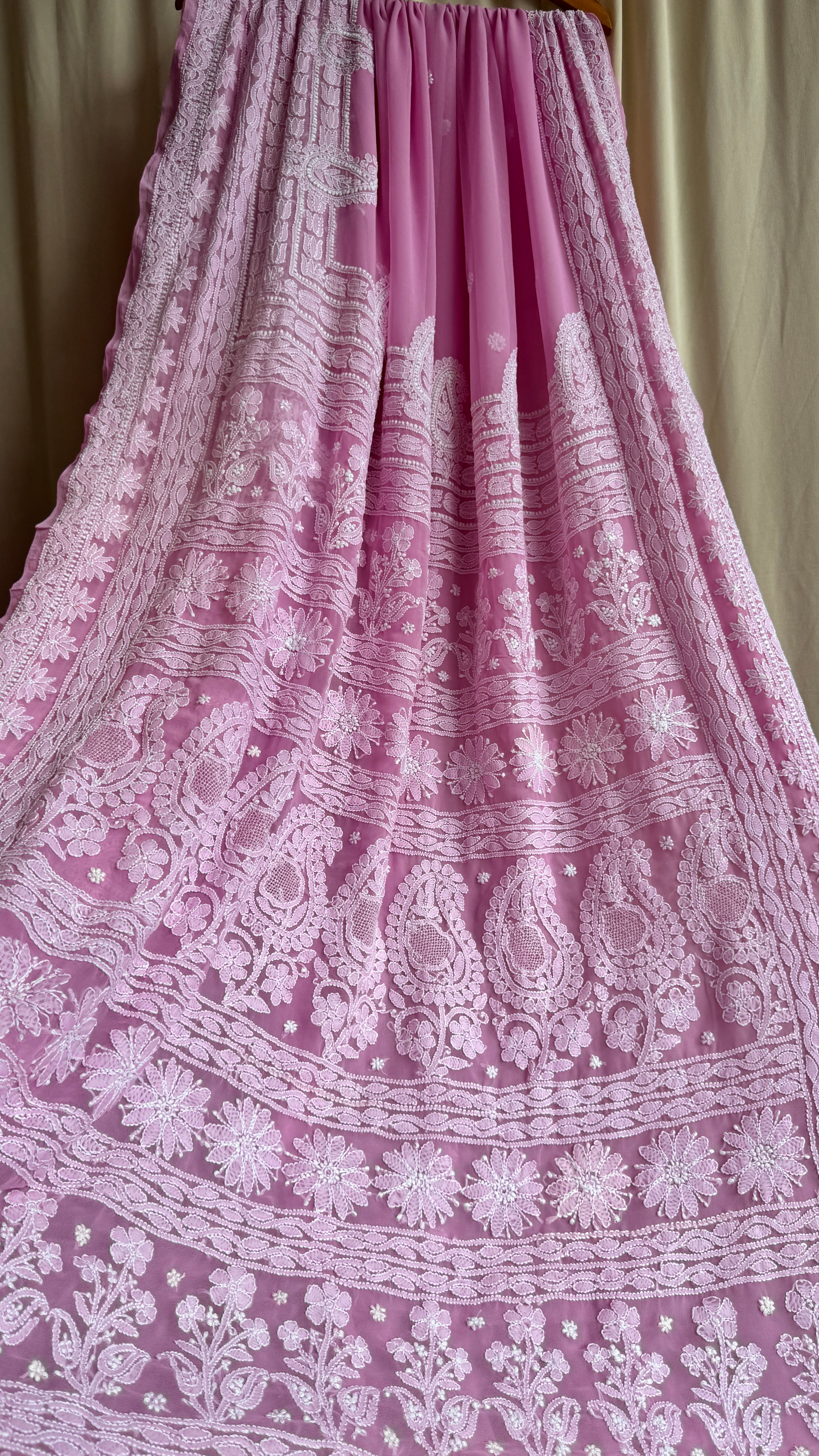 Georgette Chikankari saree in Pink