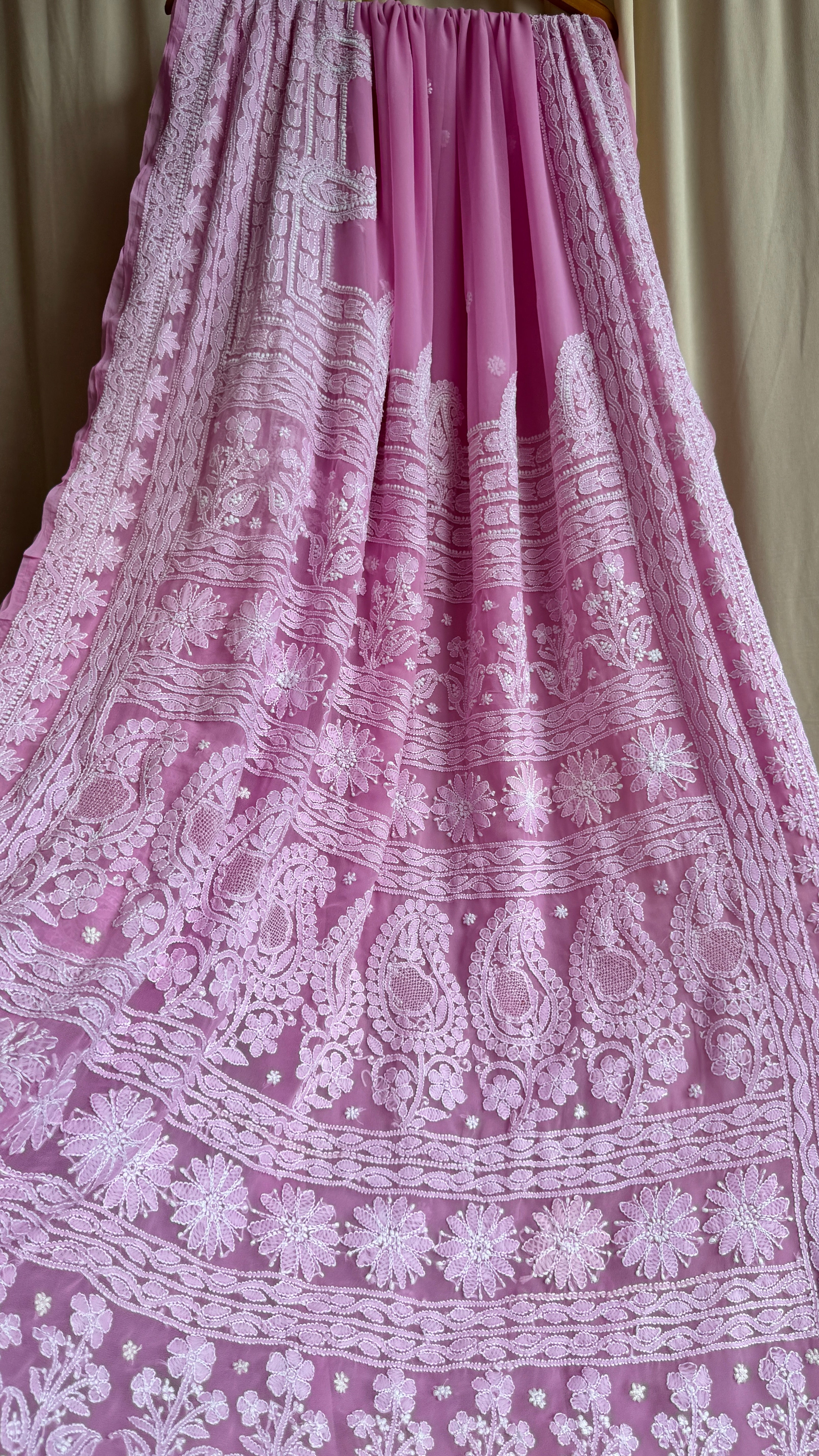 Georgette Chikankari saree in Pink