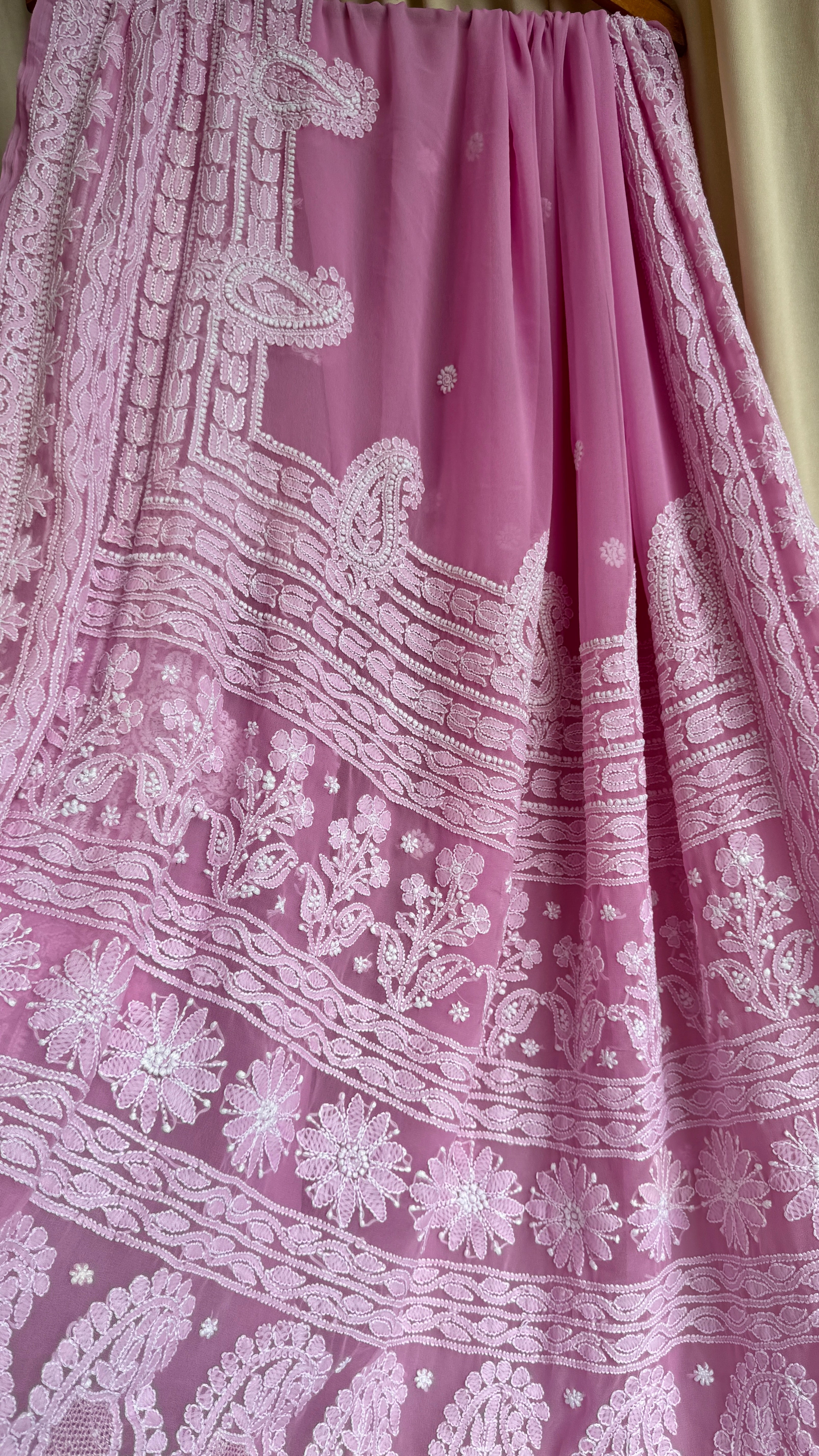 Georgette Chikankari saree in Pink