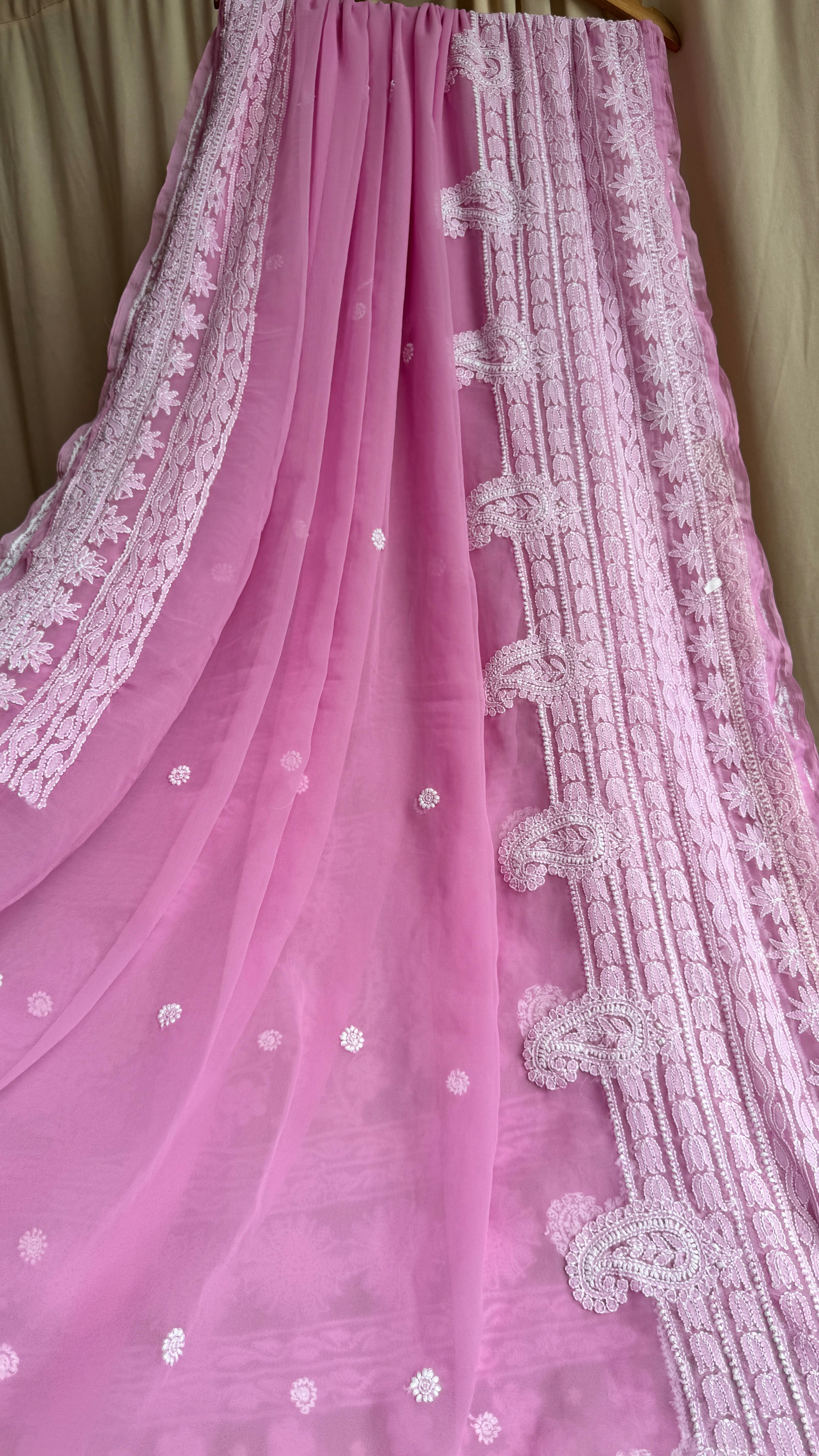 Georgette Chikankari saree in Pink