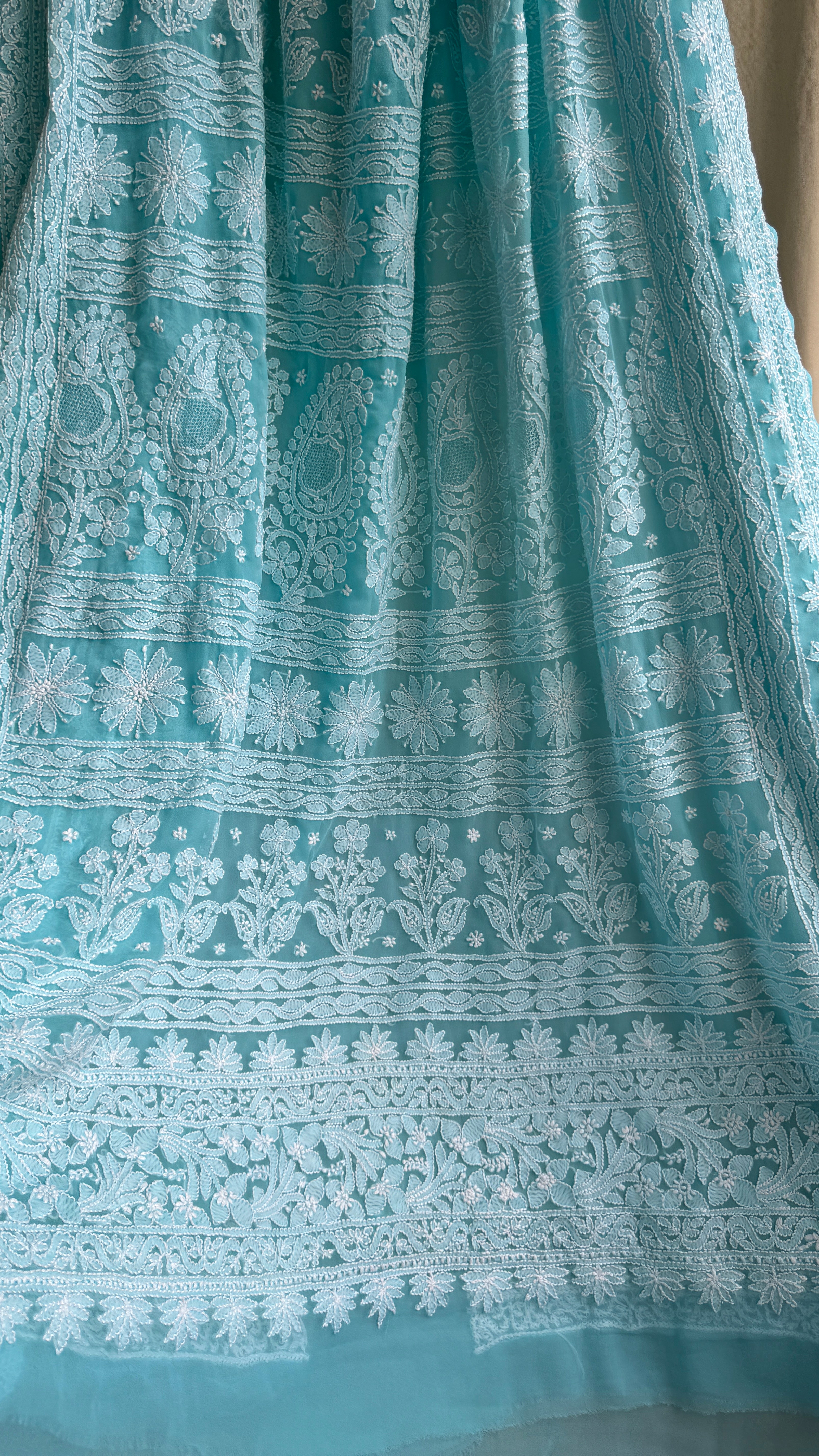 Georgette Chikankari saree in Blue